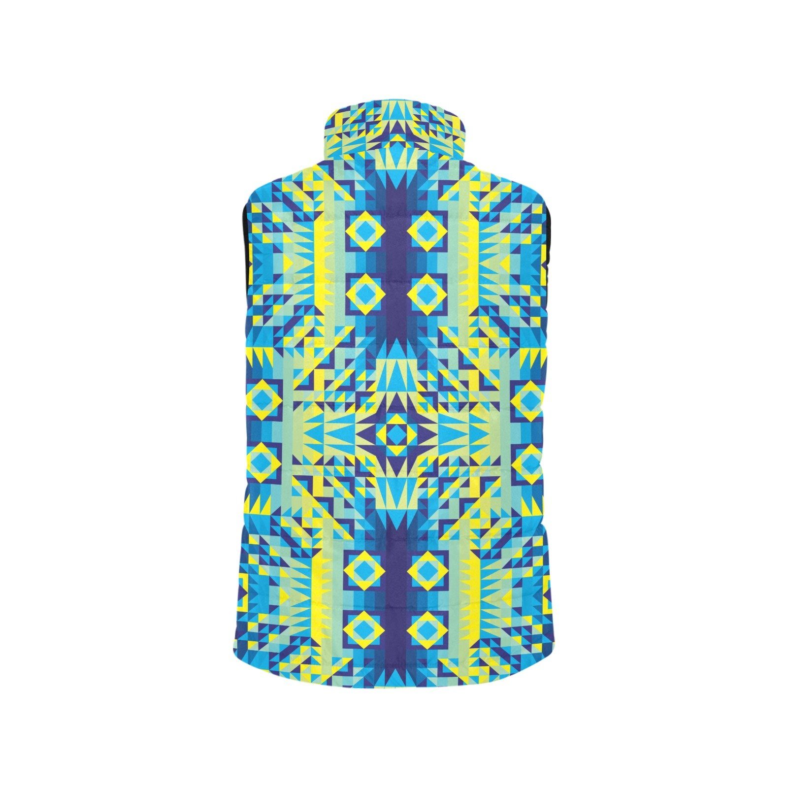 Kaleidoscope Jaune Bleu Women's Padded Vest Jacket (Model H44) Women's Padded Vest Jacket (H44) e-joyer