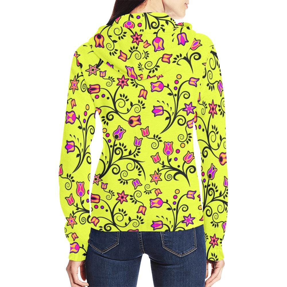 Key Lime Star All Over Print Full Zip Hoodie for Women (Model H14) hoodie e-joyer