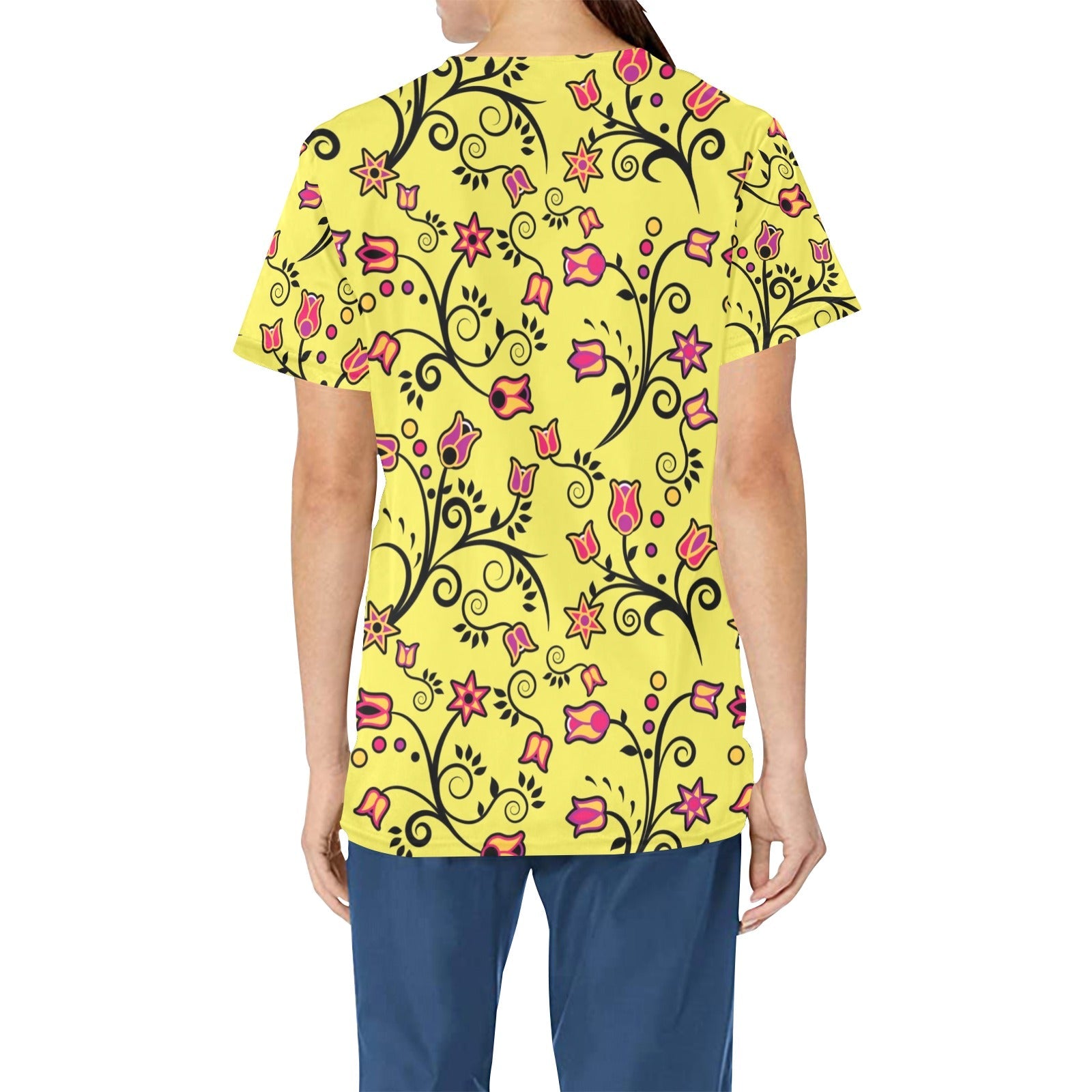 Key Lime Star All Over Print Scrub Top Scrub Top e-joyer