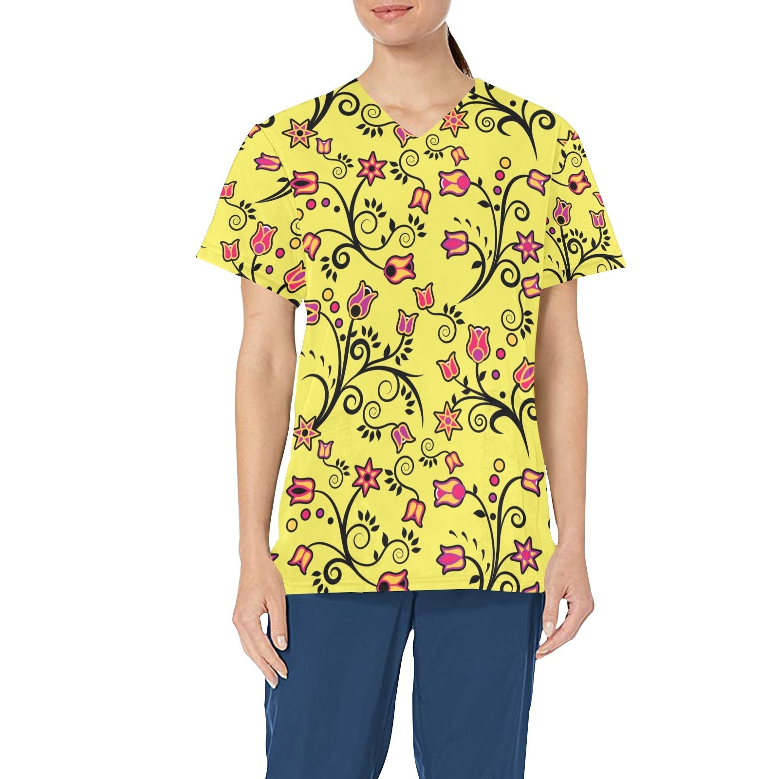 Key Lime Star All Over Print Scrub Top Scrub Top e-joyer