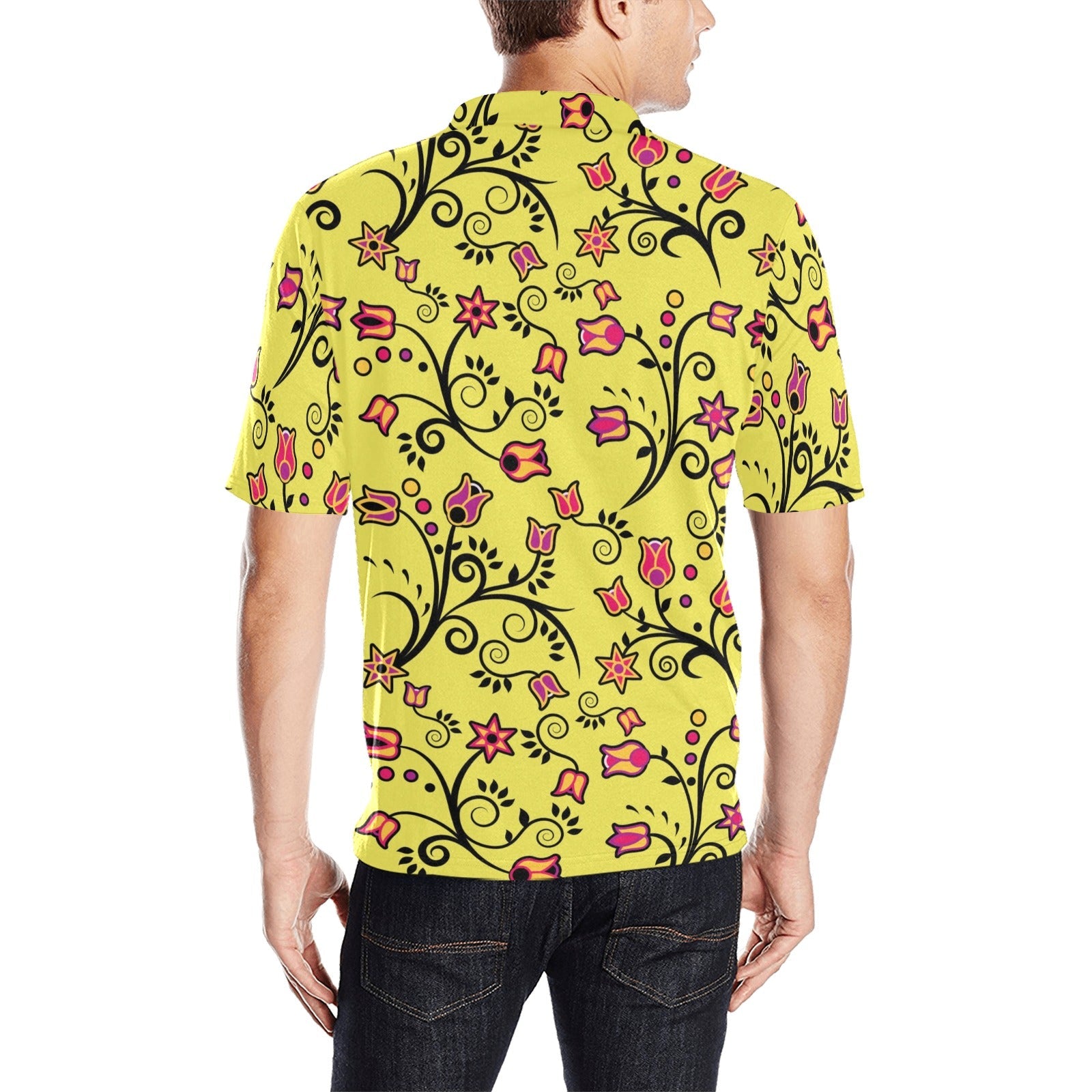 Key Lime Star Men's All Over Print Polo Shirt (Model T55) Men's Polo Shirt (Model T55) e-joyer 