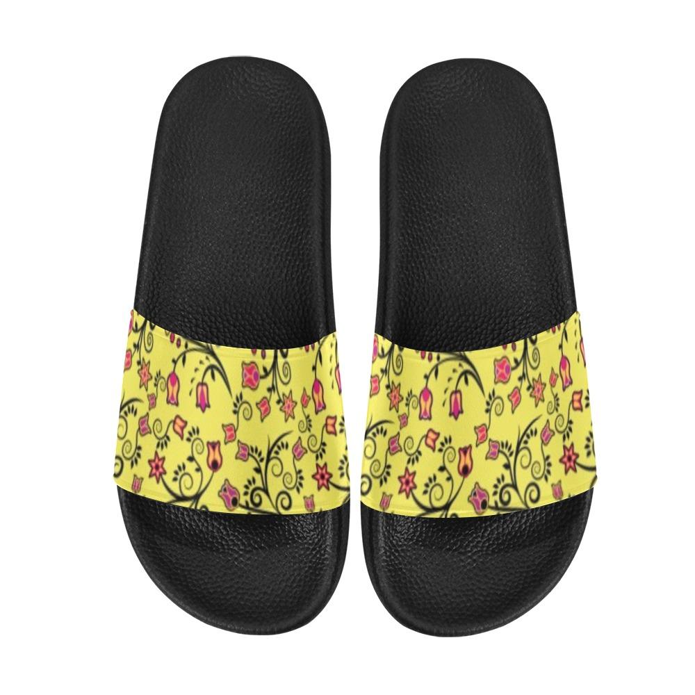 Key Lime Star Men's Slide Sandals (Model 057) Men's Slide Sandals (057) e-joyer 