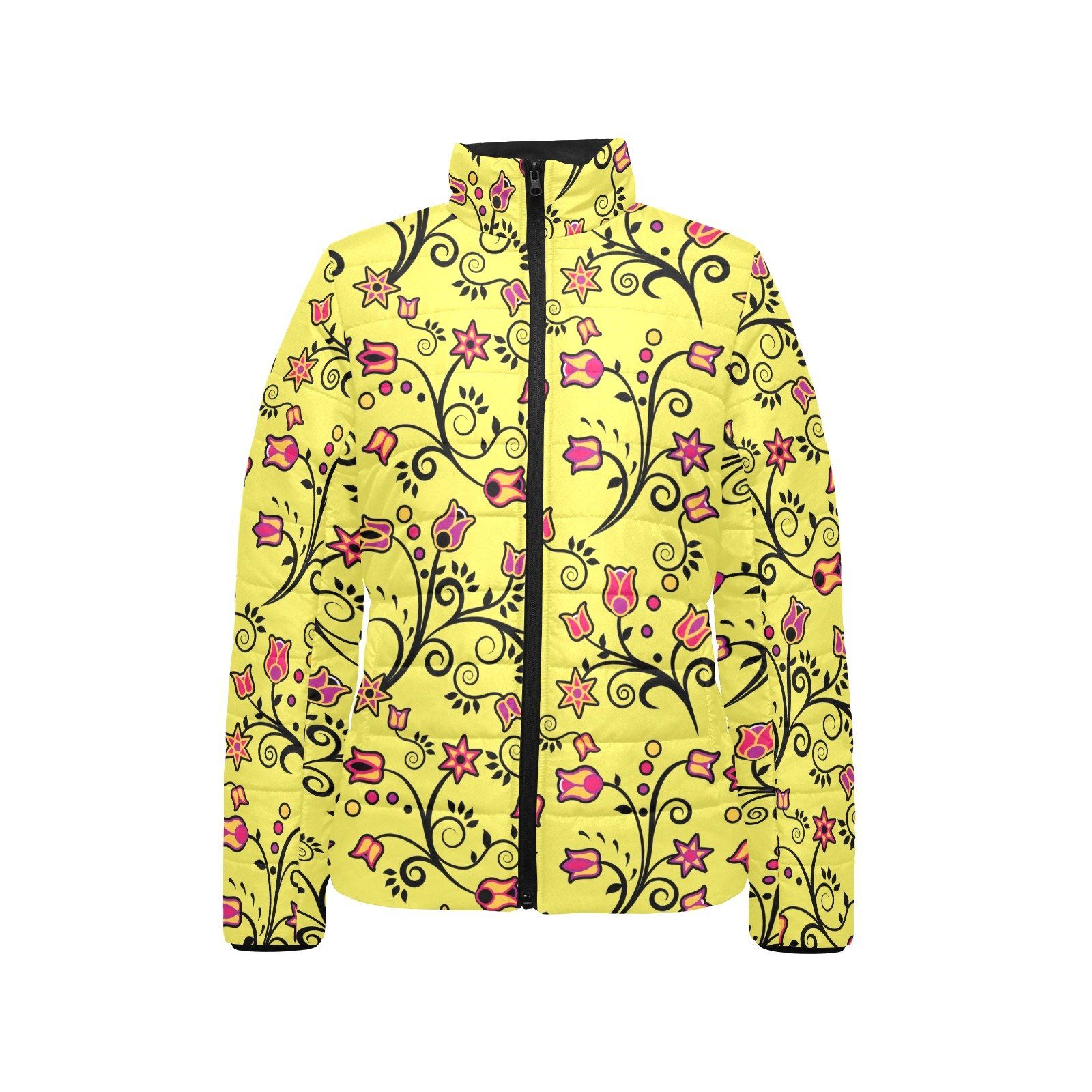 Key Lime Star Women's Stand Collar Padded Jacket (Model H41) jacket e-joyer