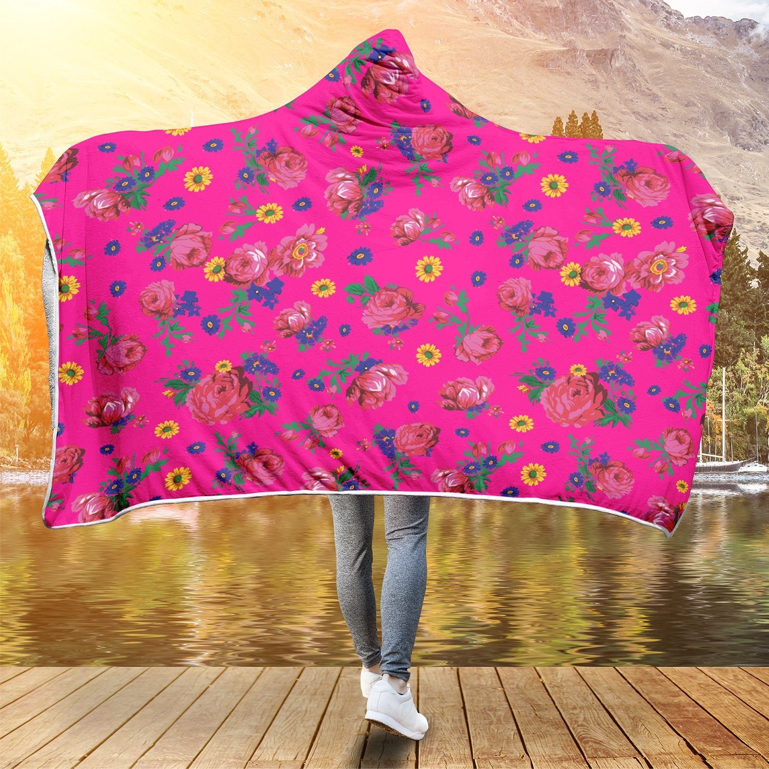 Kokum Ceremony Pink Hooded Blanket blanket 49 Dzine