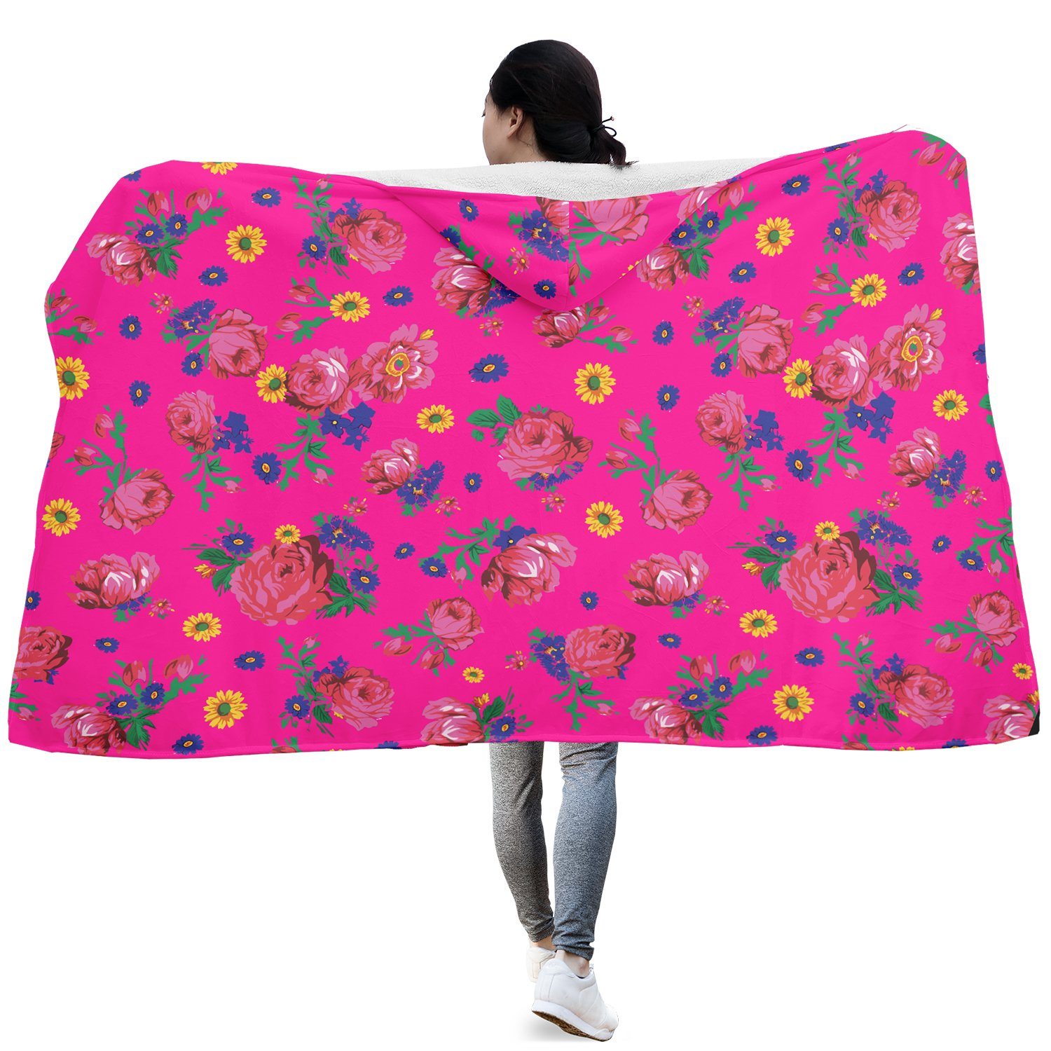 Kokum Ceremony Pink Hooded Blanket blanket 49 Dzine