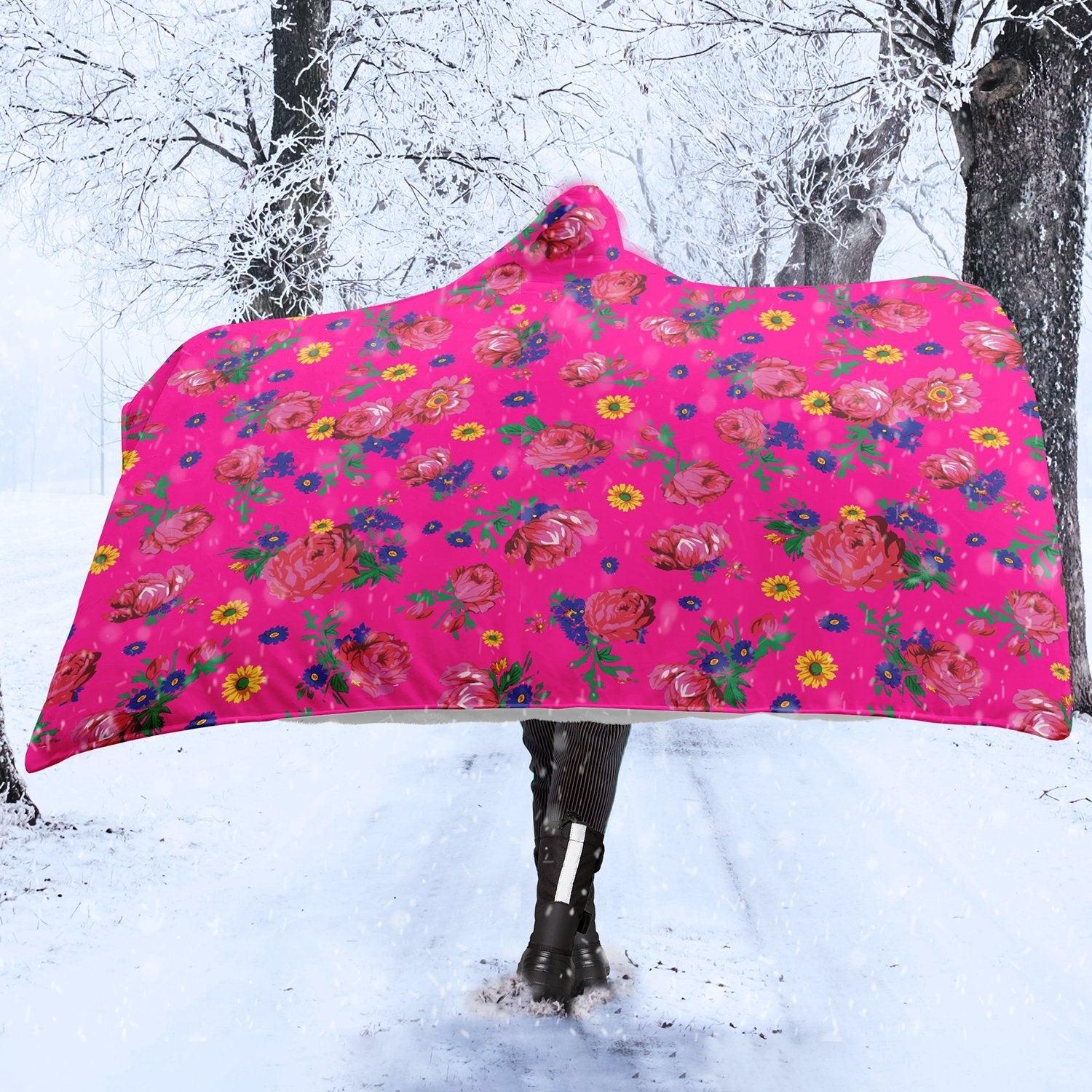 Kokum Ceremony Pink Hooded Blanket blanket 49 Dzine