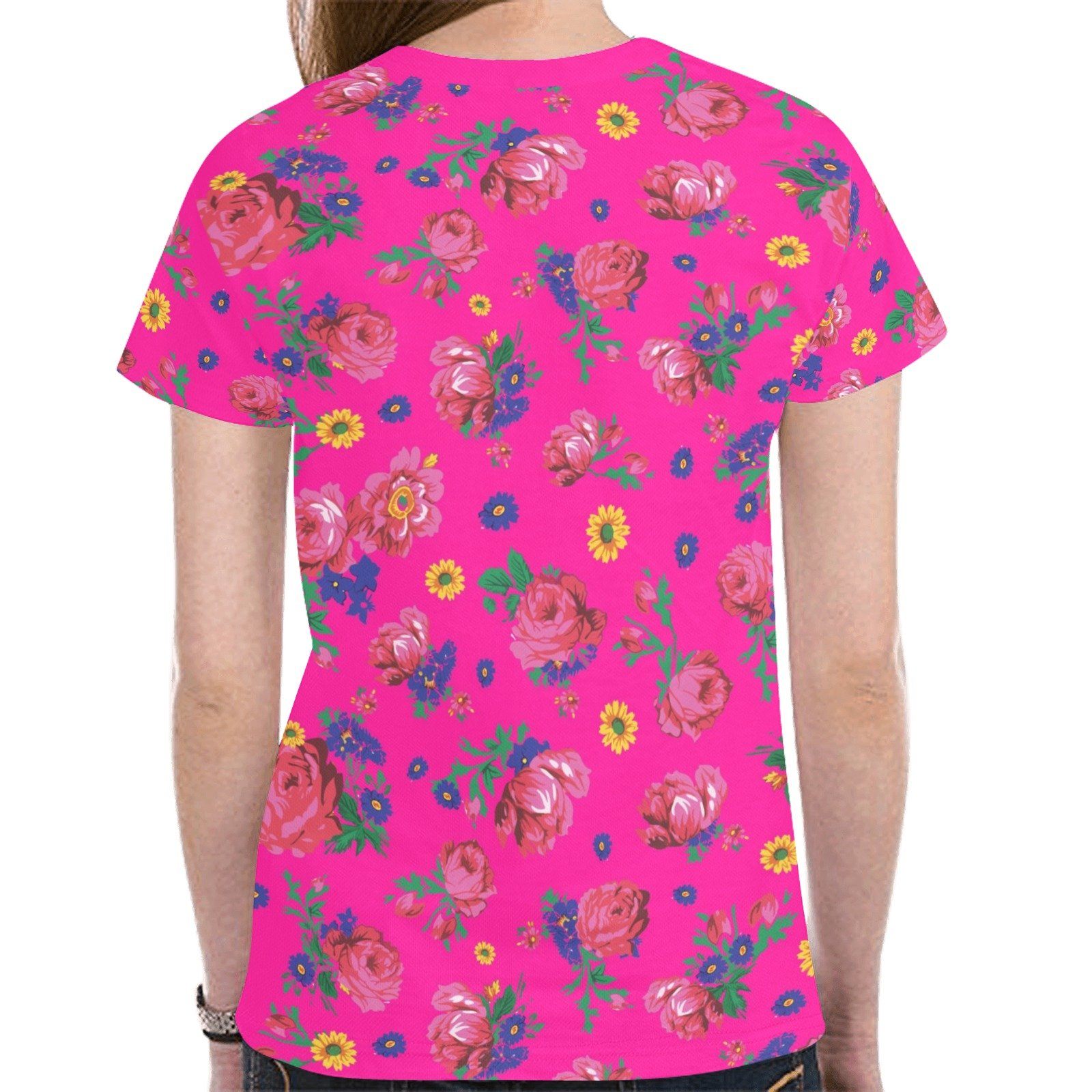 Kokum Ceremony Pink New All Over Print T-shirt for Women (Model T45) tshirt e-joyer