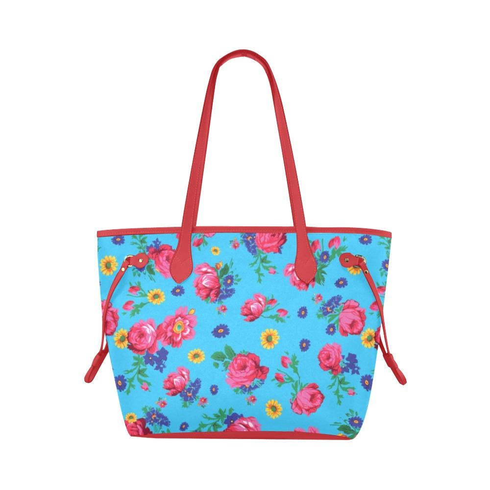 Kokum Ceremony Turquoise Clover Canvas Tote Bag (Model 1661) Artsadd One Size Fire Brick