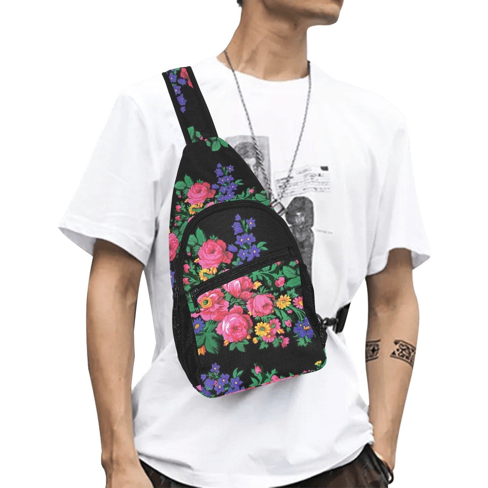 Kokum's Revenge Black All Over Print Chest Bag (Model 1719) All Over Print Chest Bag (1719) e-joyer
