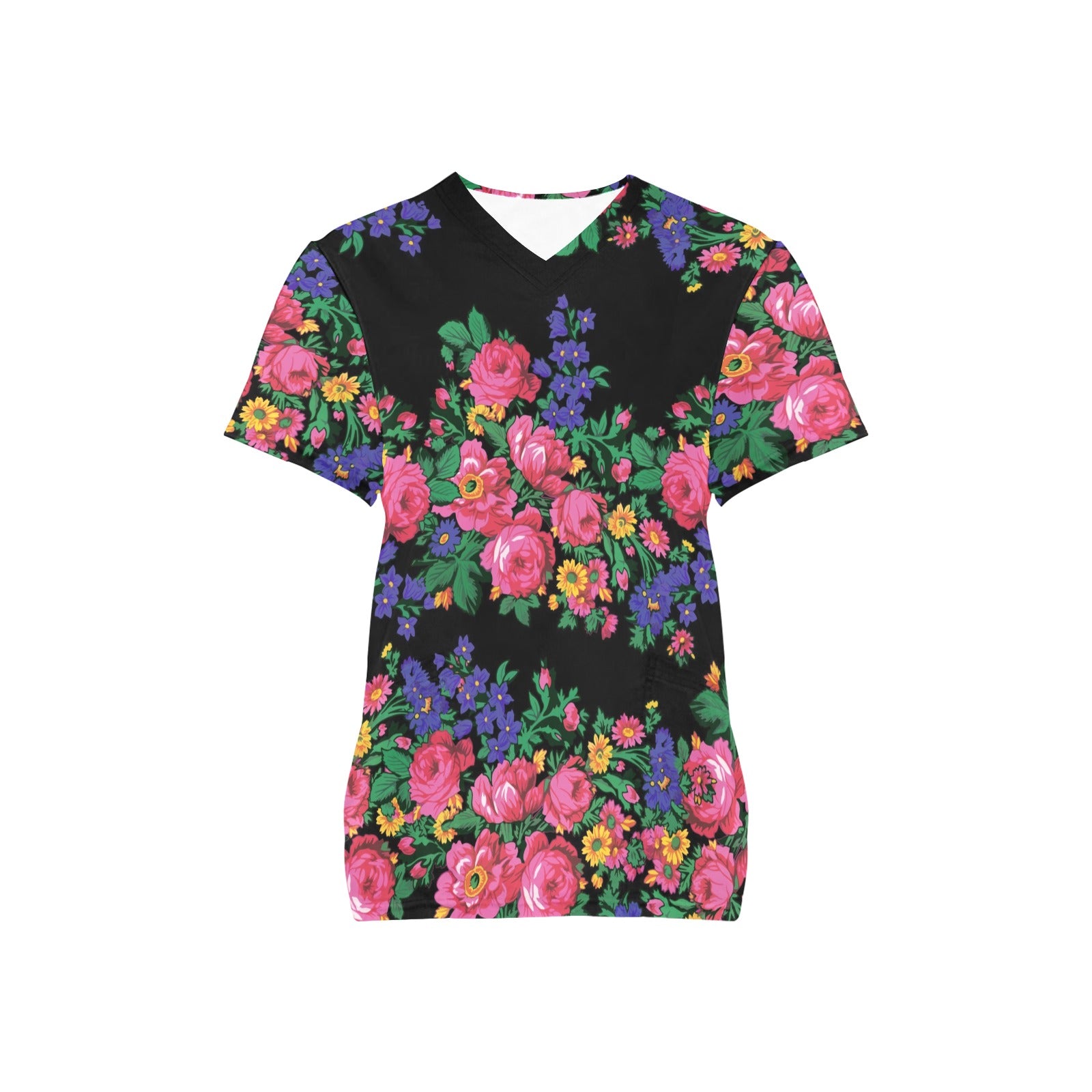 Kokum's Revenge Black All Over Print Scrub Top Scrub Top e-joyer