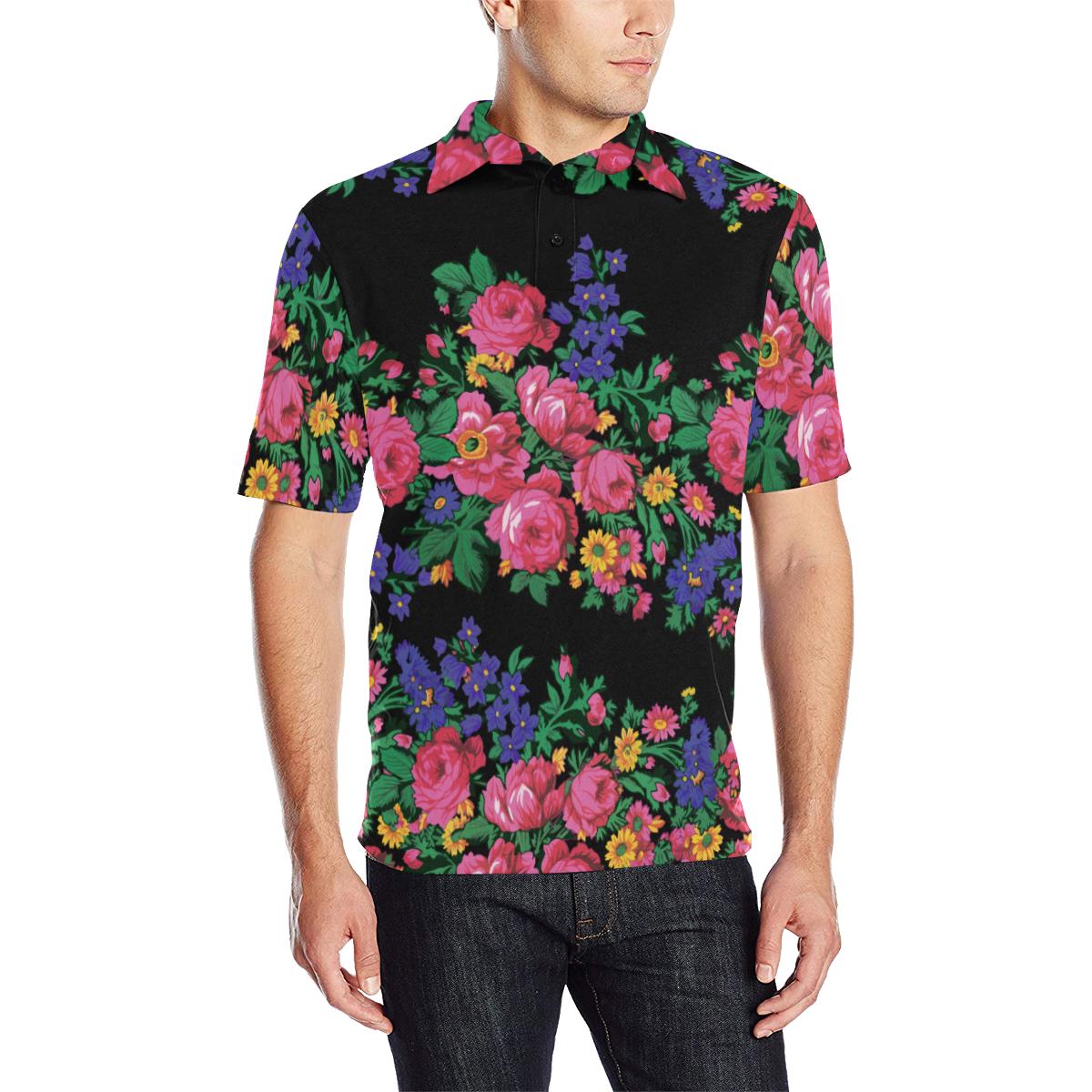 Kokum's Revenge-Black Men's All Over Print Polo Shirt (Model T55) Men's Polo Shirt (Model T55) e-joyer