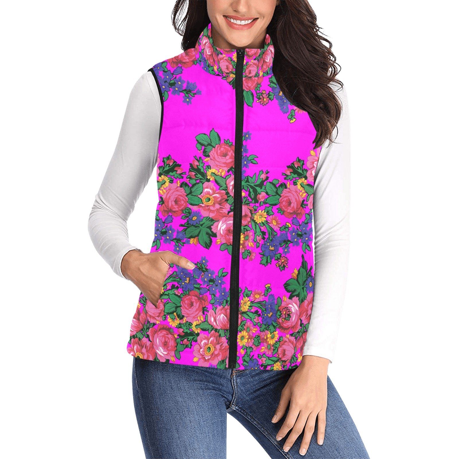 Kokum's Revenge Blush Women's Padded Vest Jacket (Model H44) Women's Padded Vest Jacket (H44) e-joyer