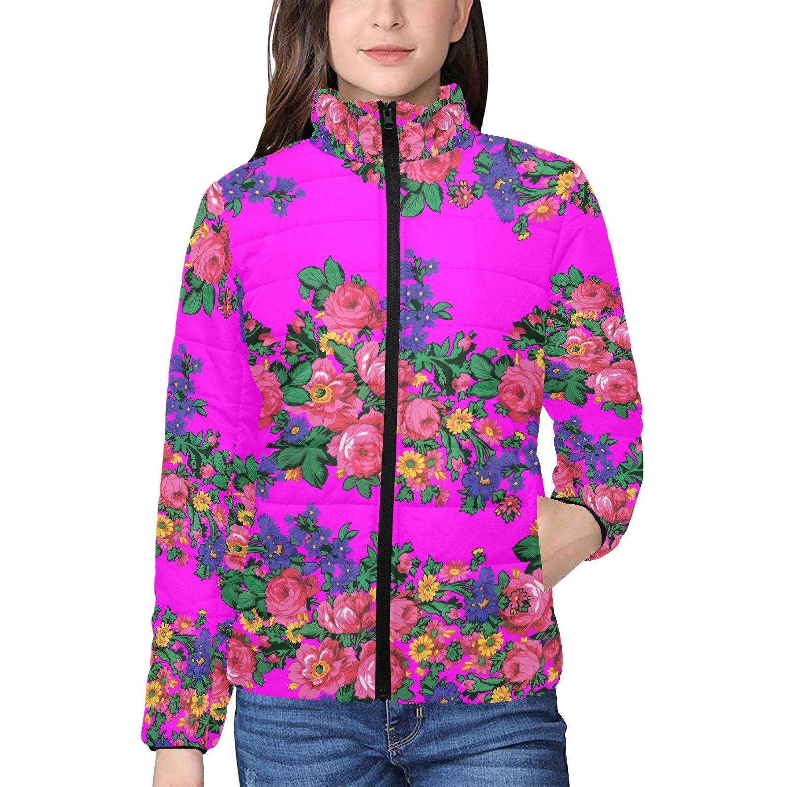 Kokum's Revenge Blush Women's Stand Collar Padded Jacket (Model H41) jacket e-joyer