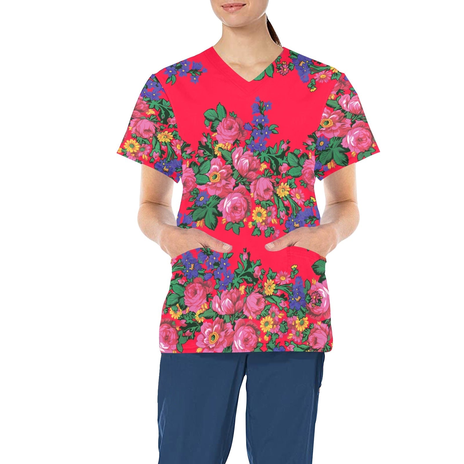 Kokum's Revenge Dahlia All Over Print Scrub Top Scrub Top e-joyer