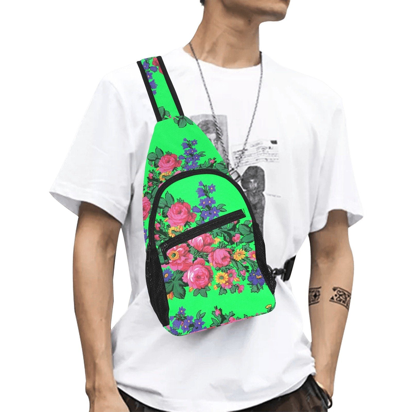 Kokum's Revenge Green All Over Print Chest Bag (Model 1719) All Over Print Chest Bag (1719) e-joyer