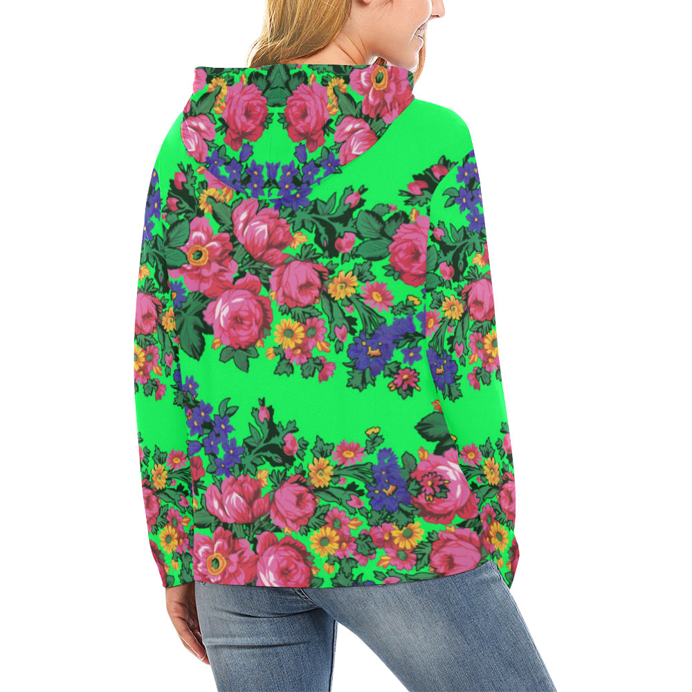 Kokum's Revenge Green All Over Print Hoodie for Women (USA Size) (Model H13) Hoodie e-joyer