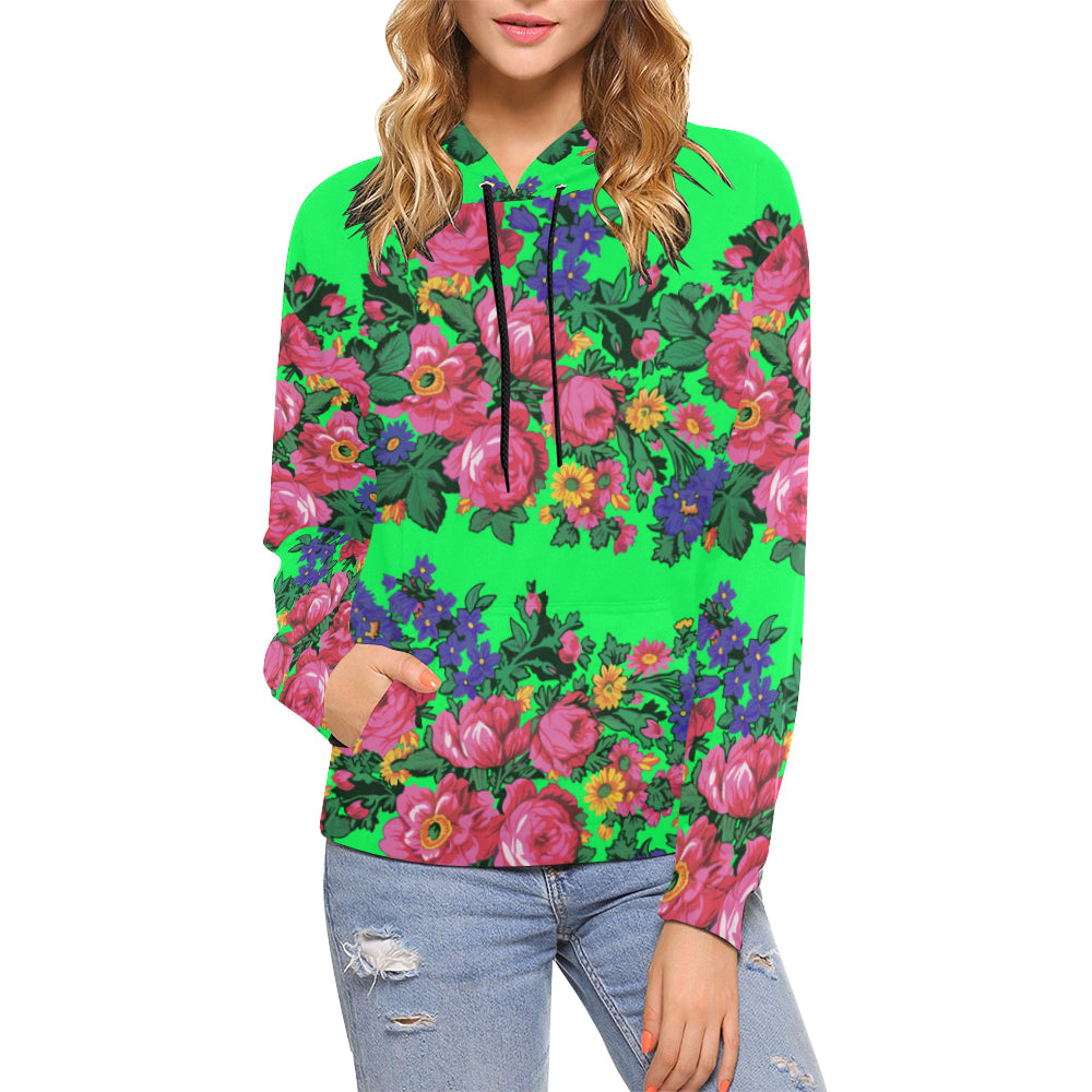 Kokum's Revenge Green All Over Print Hoodie for Women (USA Size) (Model H13) Hoodie e-joyer