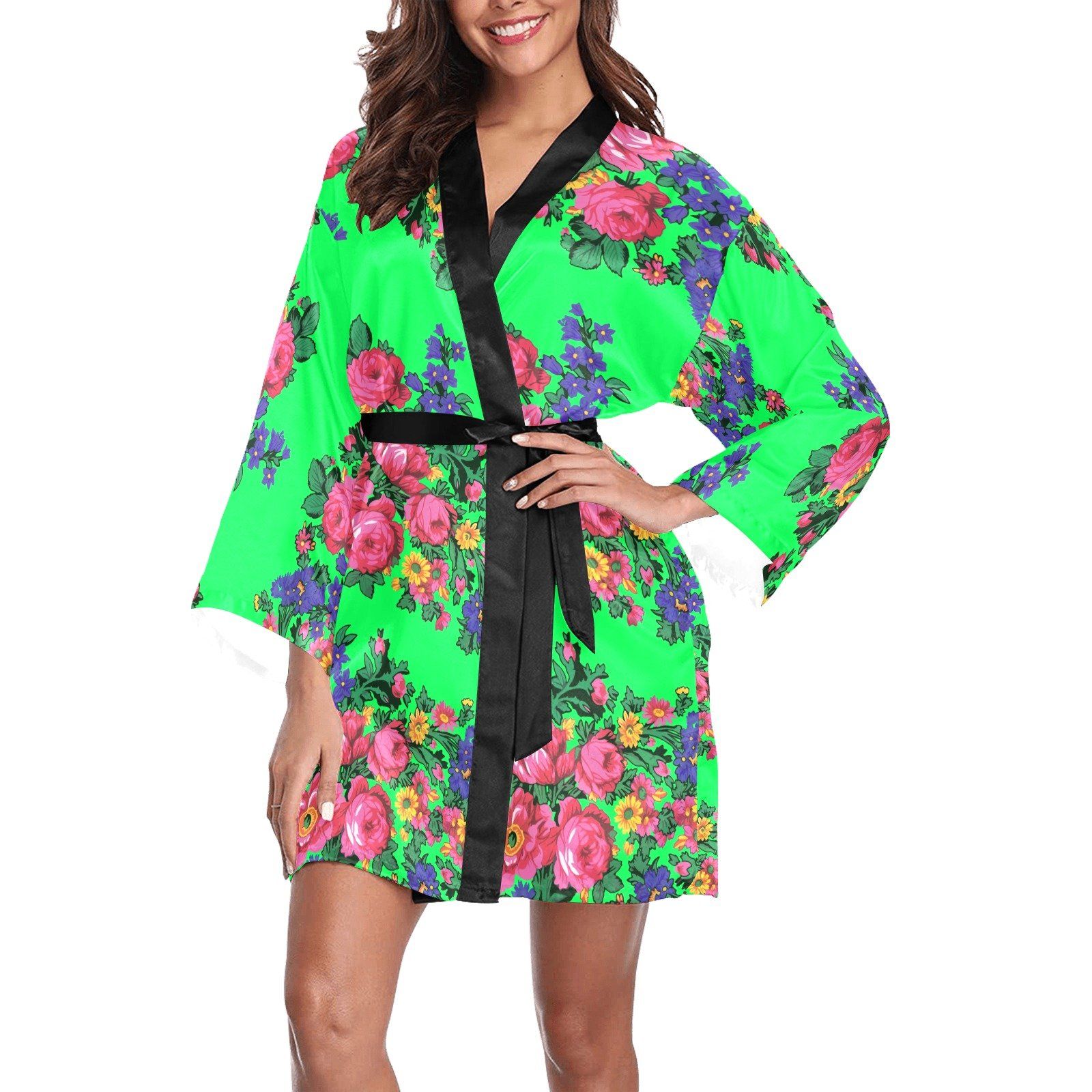 Kokum's Revenge Green Long Sleeve Kimono Robe Long Sleeve Kimono Robe e-joyer 