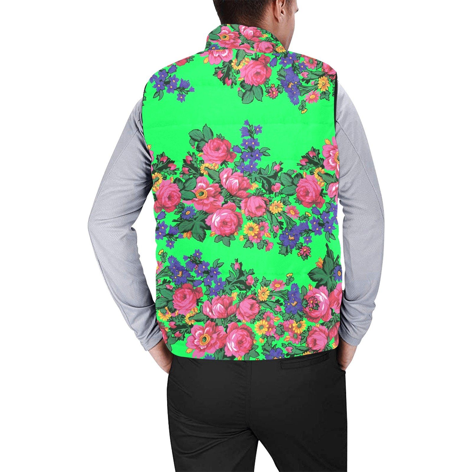 Kokum's Revenge Green Men's Padded Vest Jacket (Model H44) Men's Padded Vest Jacket (H44) e-joyer