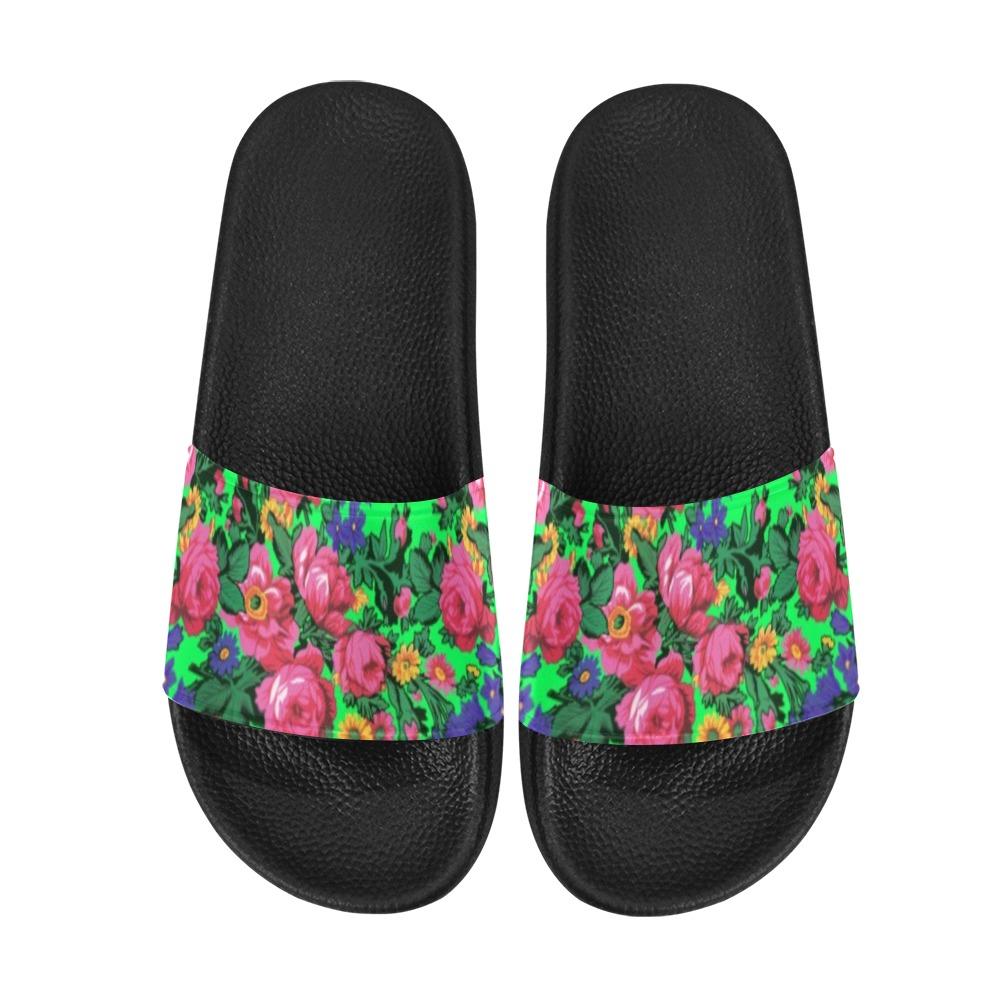 Kokum's Revenge Green Men's Slide Sandals (Model 057) Men's Slide Sandals (057) e-joyer