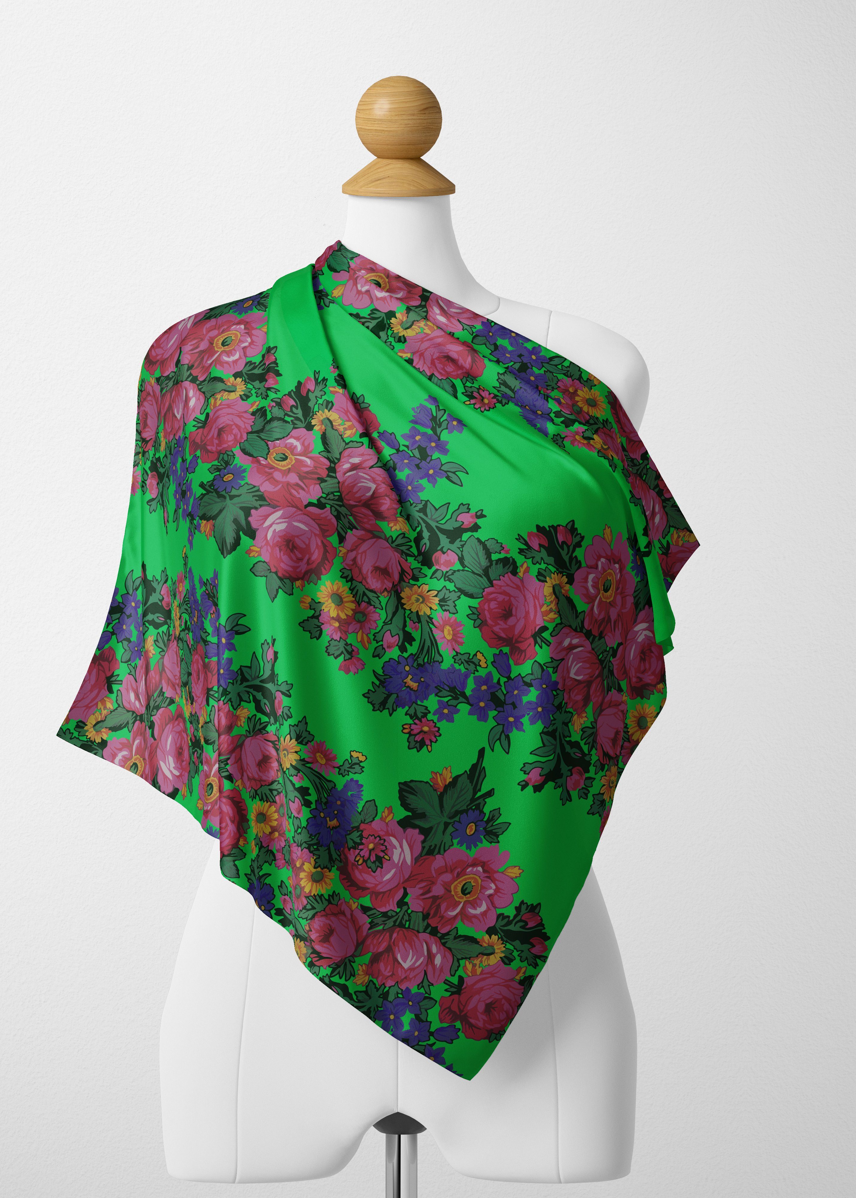 Kokum's Revenge Green Satin Shawl Scarf 49 Dzine