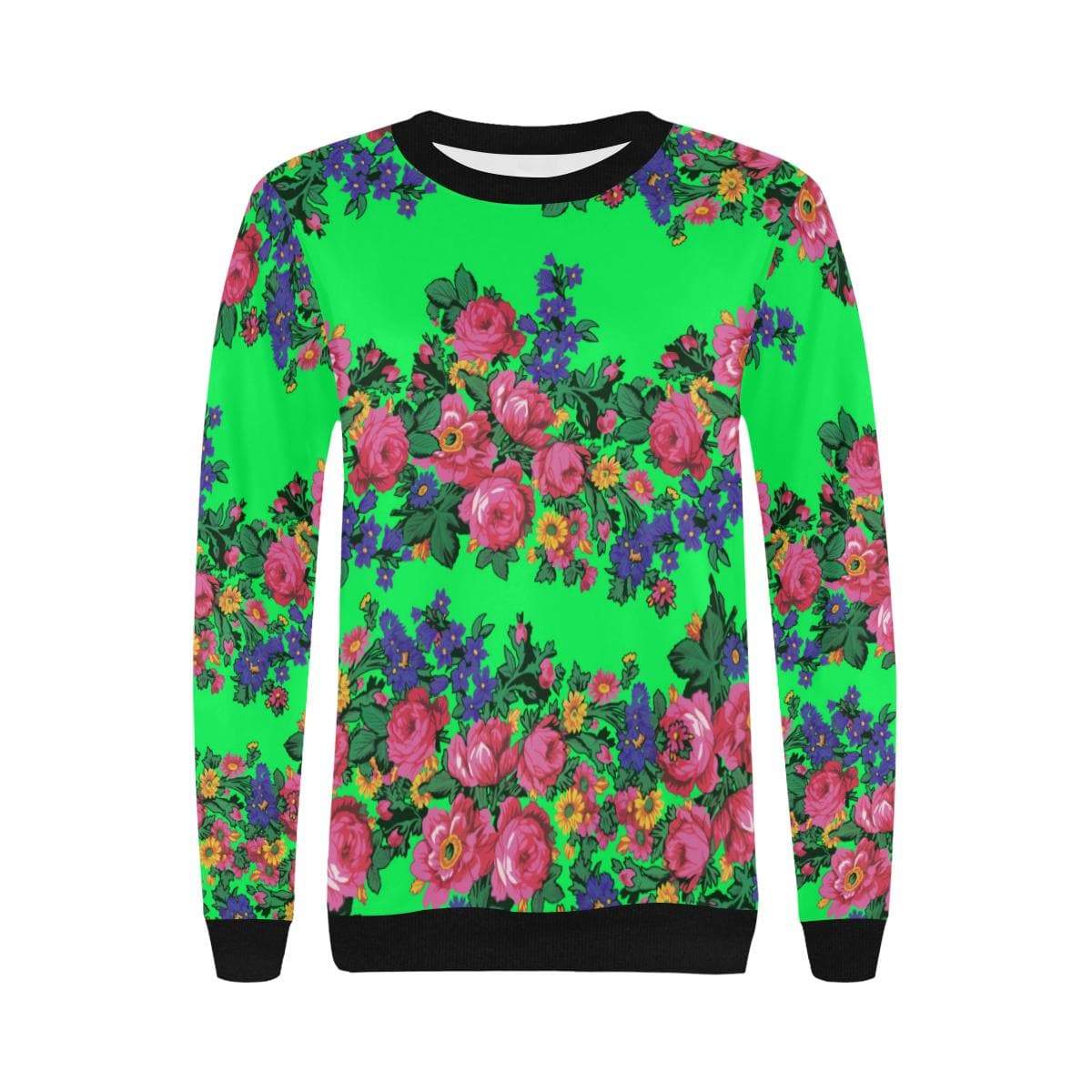 Kokum's Revenge Green Women's Rib Cuff Crew Neck Sweatshirt (Model H34) Rib Cuff Crew Neck Sweatshirt for Women (H34) e-joyer