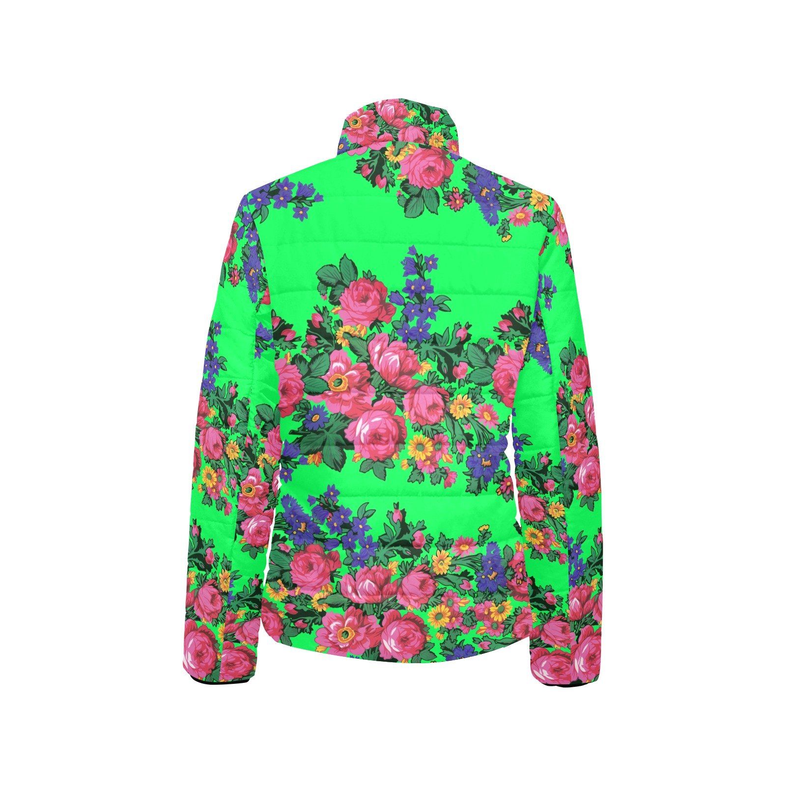 Kokum's Revenge Green Women's Stand Collar Padded Jacket (Model H41) jacket e-joyer