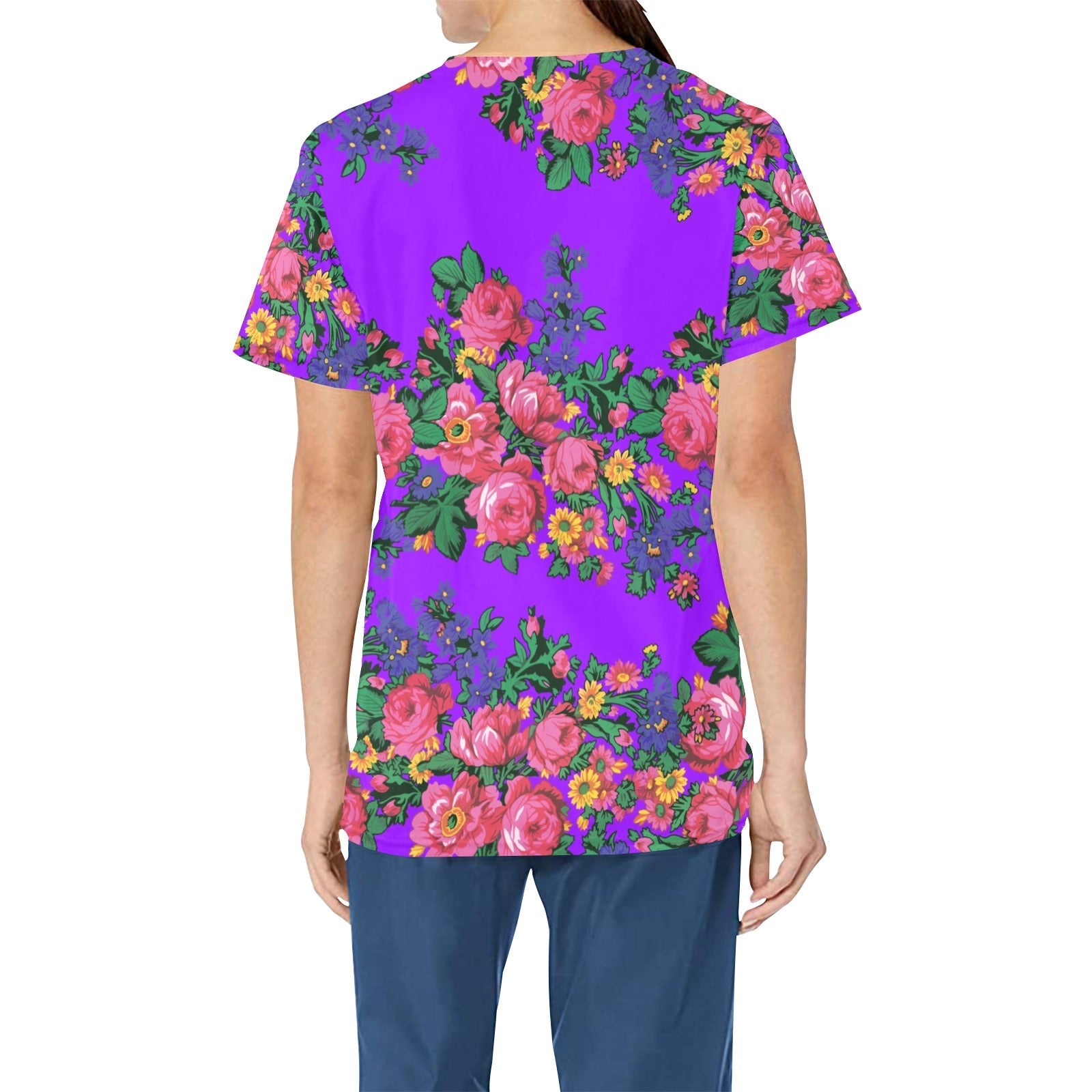 Kokum's Revenge Lilac All Over Print Scrub Top Scrub Top e-joyer