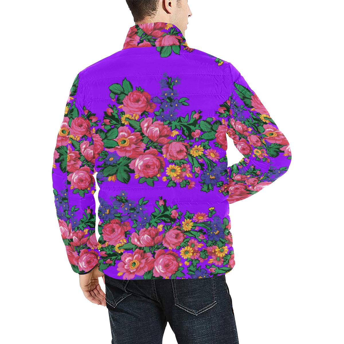 Kokum's Revenge-Lilac Men's Stand Collar Padded Jacket (Model H41) Men's Stand Collar Padded Jacket (H41) e-joyer