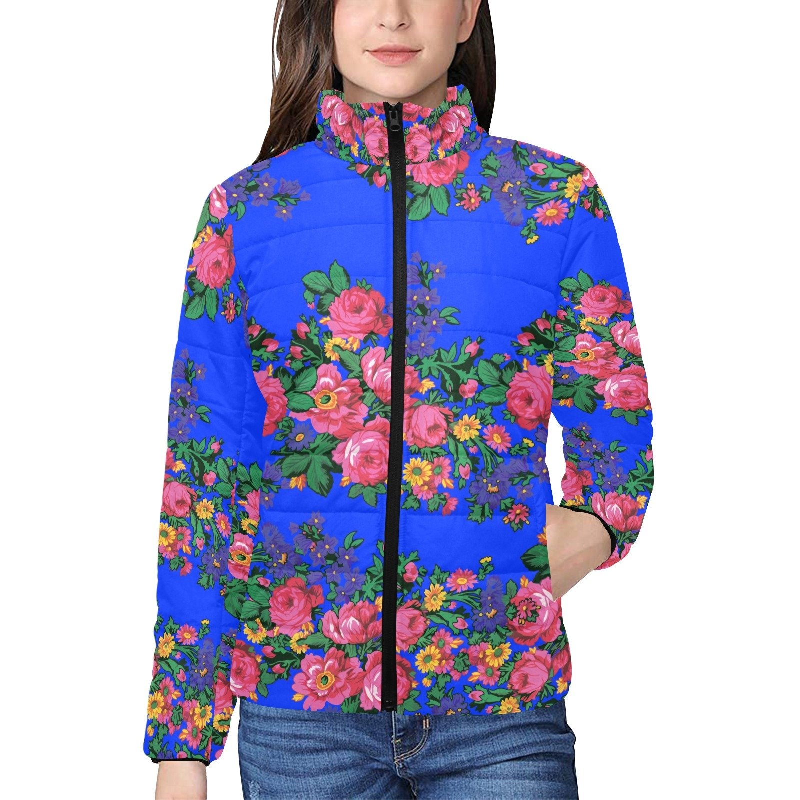 Kokum's Revenge Royal Women's Stand Collar Padded Jacket (Model H41) jacket e-joyer