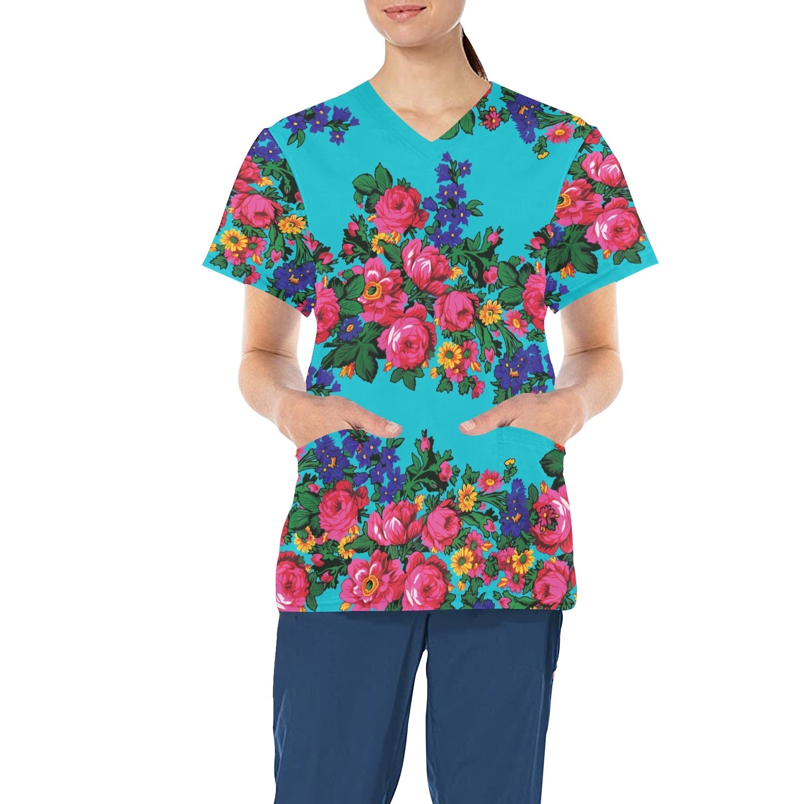 Kokum's Revenge Sky All Over Print Scrub Top Scrub Top e-joyer