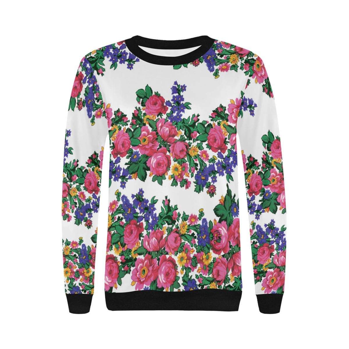 Kokum's Revenge-White Women's Rib Cuff Crew Neck Sweatshirt (Model H34) Rib Cuff Crew Neck Sweatshirt for Women (H34) e-joyer