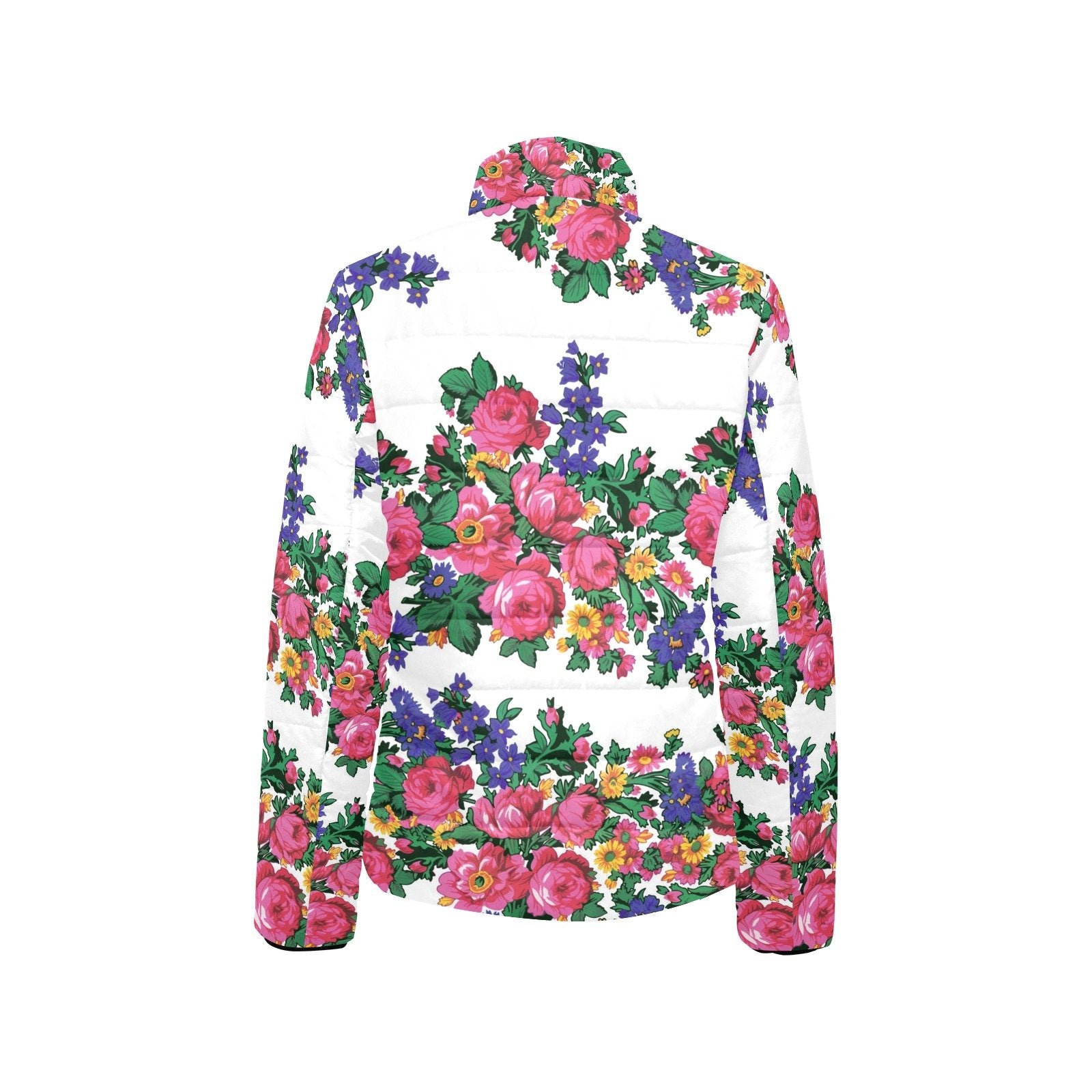 Kokum's Revenge White Women's Stand Collar Padded Jacket (Model H41) jacket e-joyer