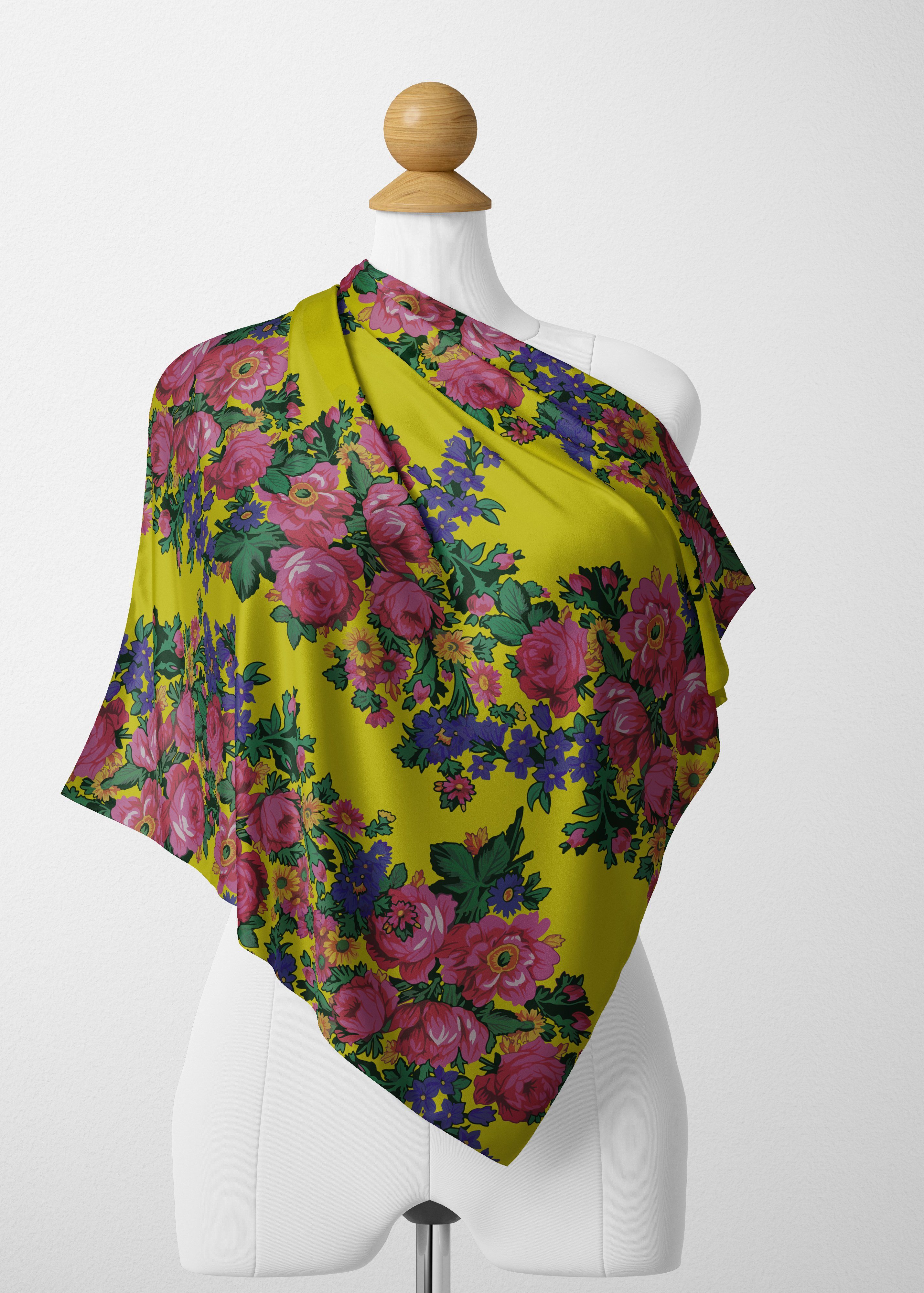 Kokum's Revenge Yellow Satin Shawl Scarf 49 Dzine