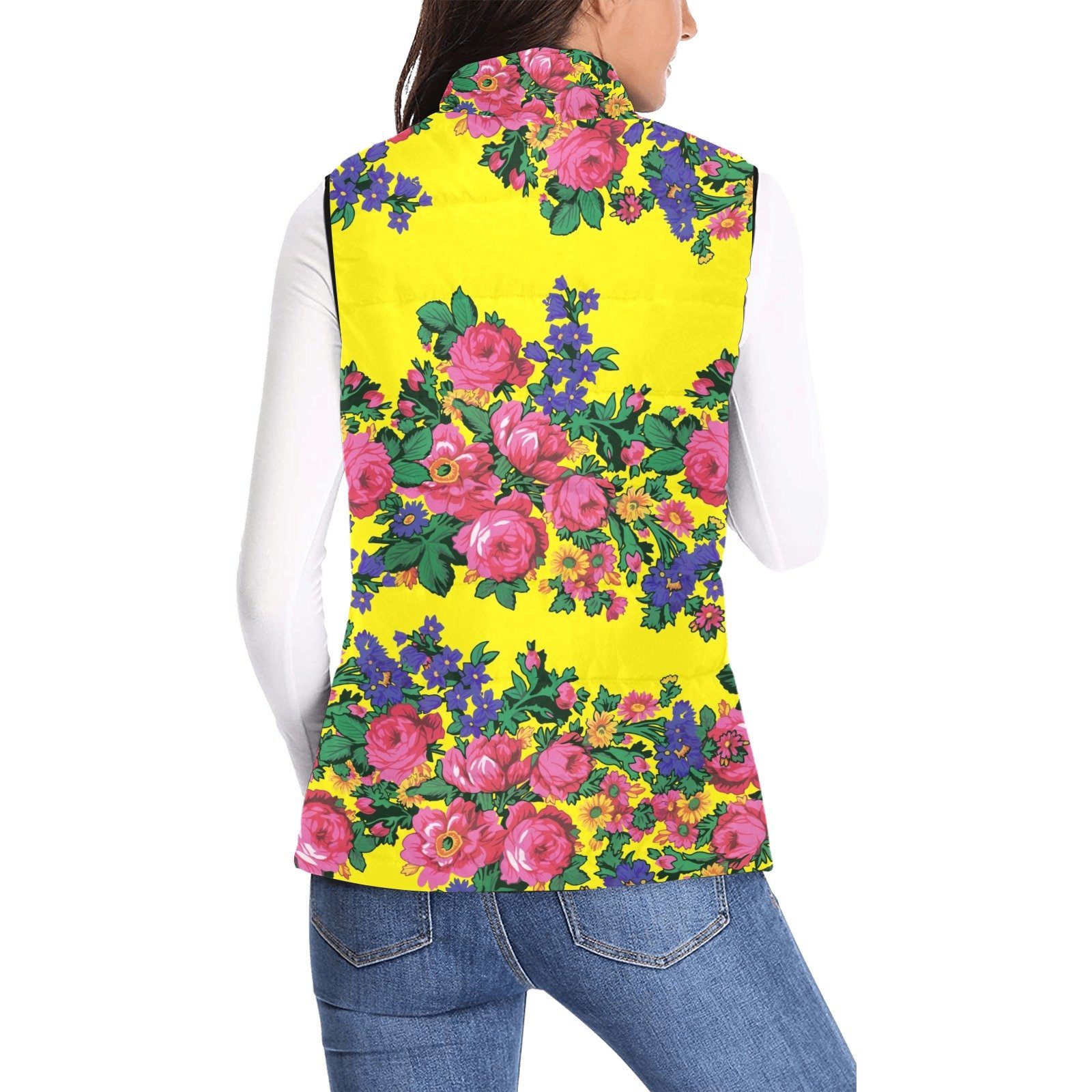 Kokum's Revenge Yellow Women's Padded Vest Jacket (Model H44) Women's Padded Vest Jacket (H44) e-joyer