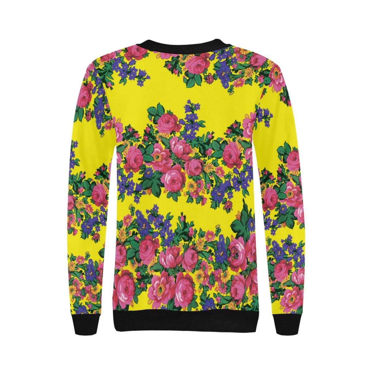 Kokum's Revenge-Yellow Women's Rib Cuff Crew Neck Sweatshirt (Model H34) Rib Cuff Crew Neck Sweatshirt for Women (H34) e-joyer