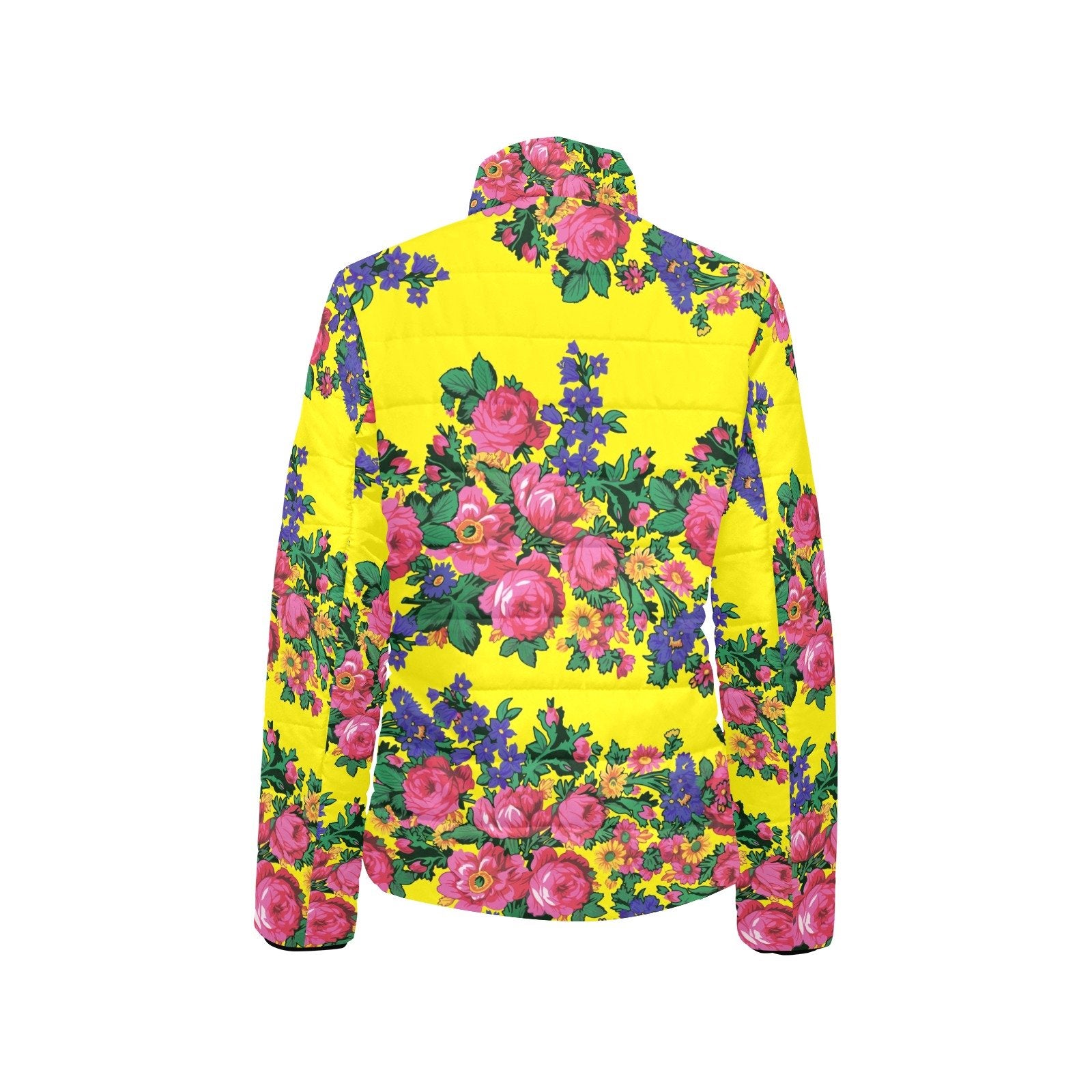 Kokum's Revenge Yellow Women's Stand Collar Padded Jacket (Model H41) jacket e-joyer