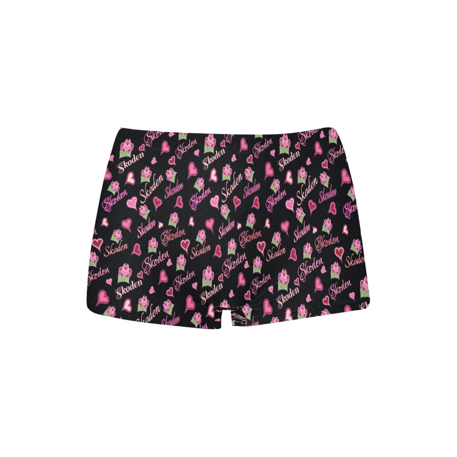 Ladies Skoden Floral Hearts Undergarment Black Women's All Over Print Boyshort Panties (Model L31) Women's Boyshort Panties (L31) e-joyer
