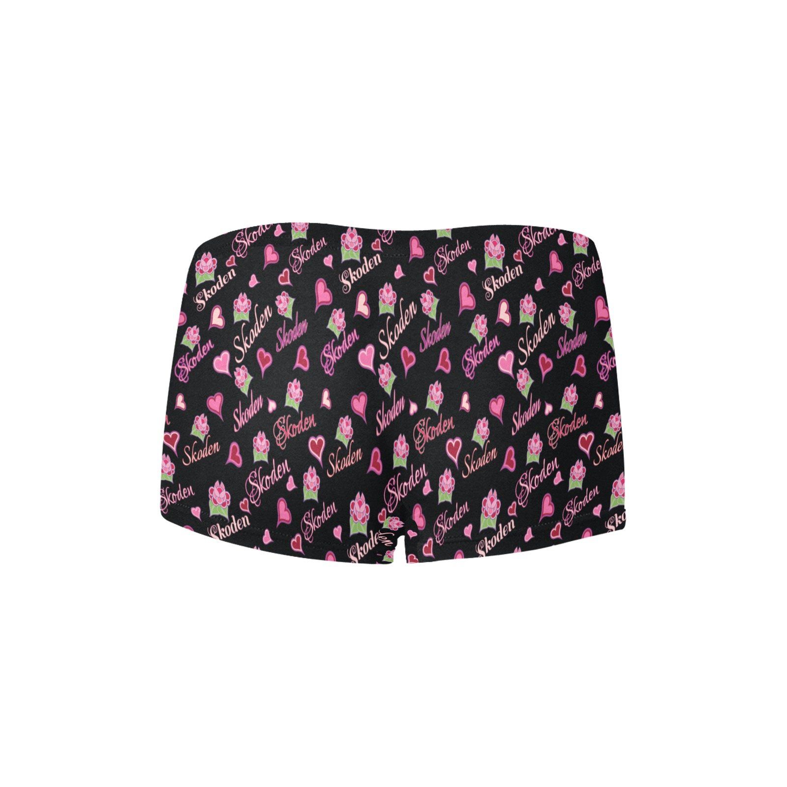 Ladies Skoden Floral Hearts Undergarment Black Women's All Over Print Boyshort Panties (Model L31) Women's Boyshort Panties (L31) e-joyer