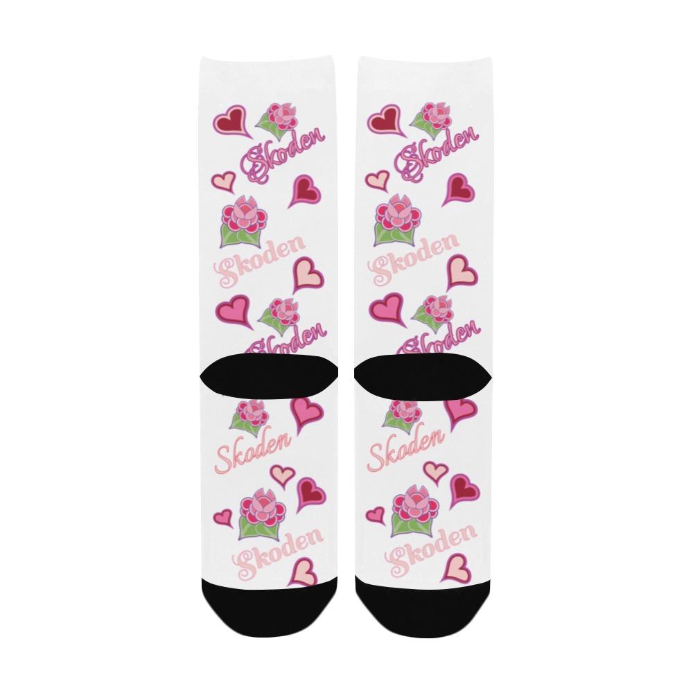 Ladies Skoden Floral Hearts White Women's Custom Socks Women's Custom Socks e-joyer