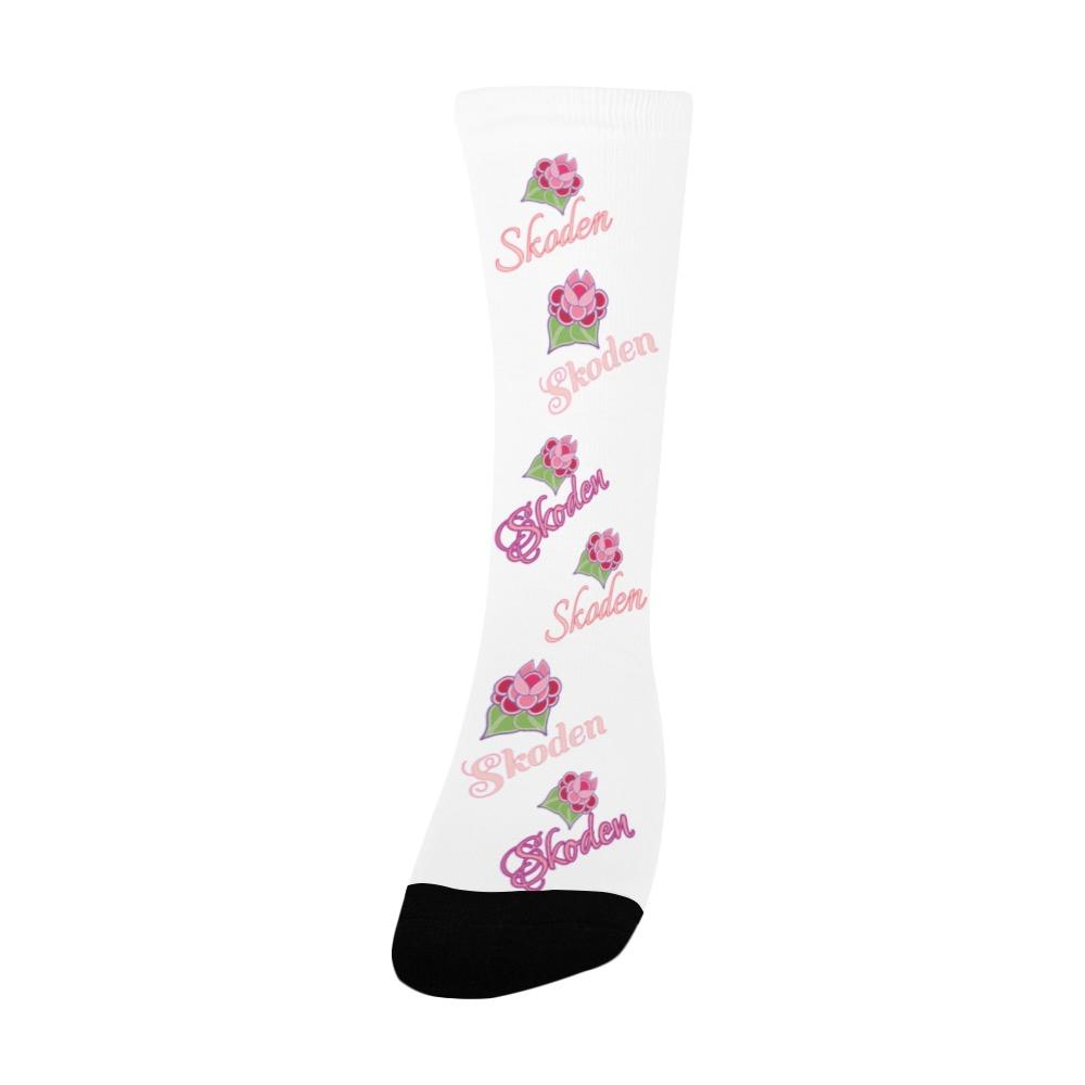 Ladies Skoden Floral White Women's Custom Socks Women's Custom Socks e-joyer