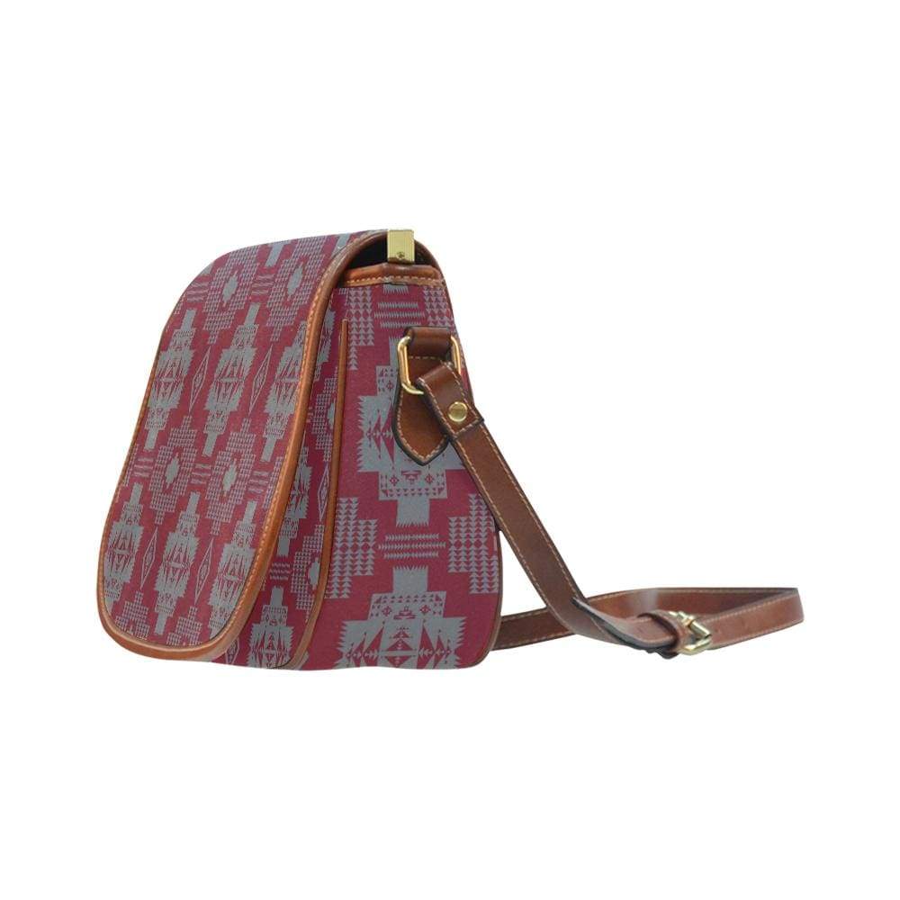 Light Gray with Maroon Saddle Bag/Small (Model 1649) Full Customization Saddle Bag/Small (Full Customization) e-joyer