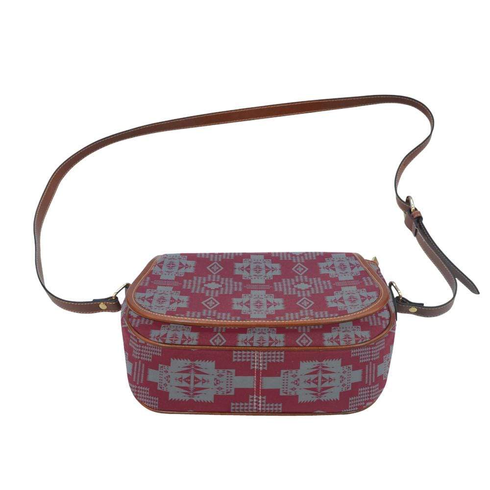 Light Gray with Maroon Saddle Bag/Small (Model 1649) Full Customization Saddle Bag/Small (Full Customization) e-joyer