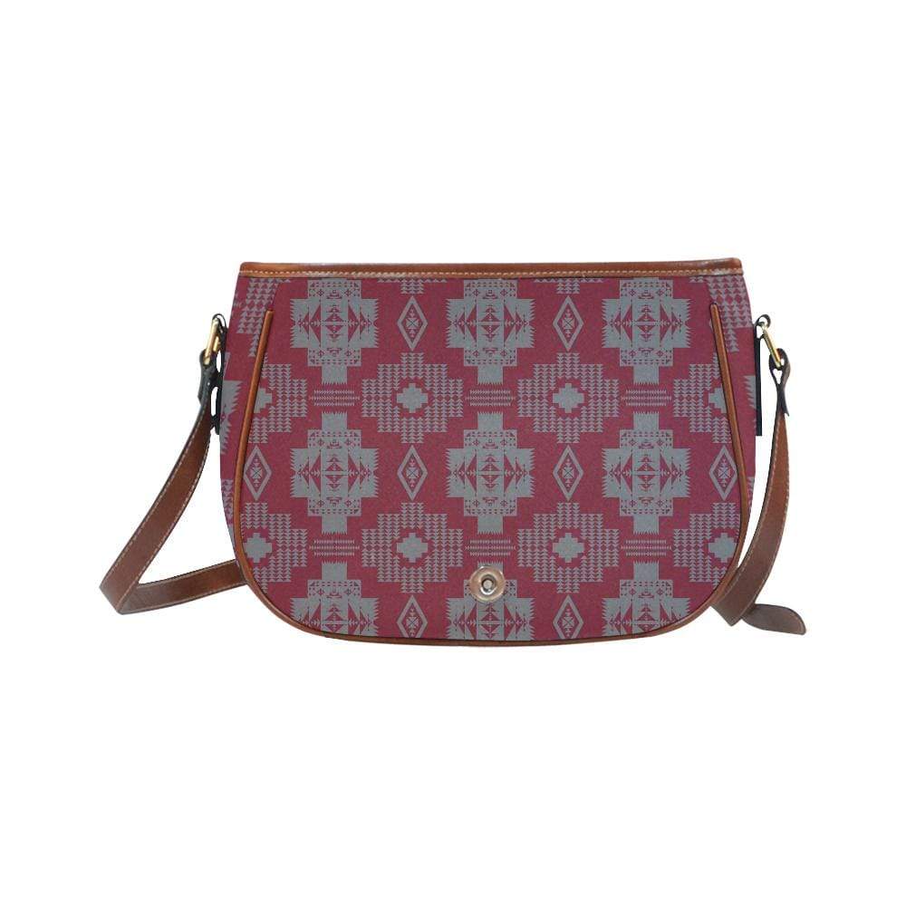 Light Gray with Maroon Saddle Bag/Small (Model 1649) Full Customization Saddle Bag/Small (Full Customization) e-joyer