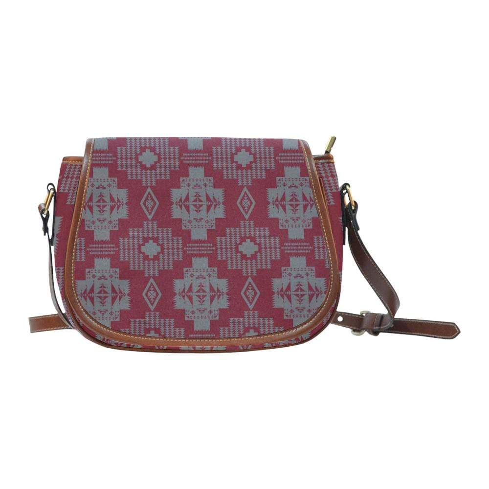 Light Gray with Maroon Saddle Bag/Small (Model 1649) Full Customization Saddle Bag/Small (Full Customization) e-joyer