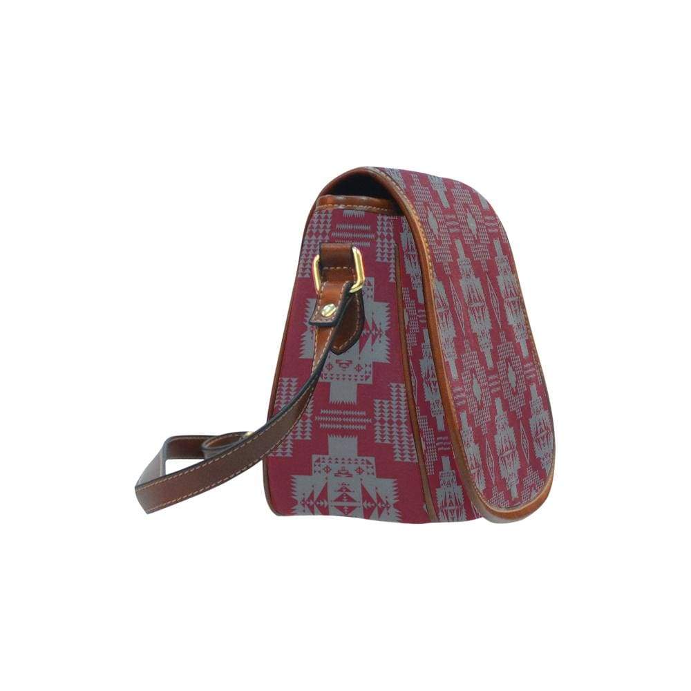 Light Gray with Maroon Saddle Bag/Small (Model 1649) Full Customization Saddle Bag/Small (Full Customization) e-joyer