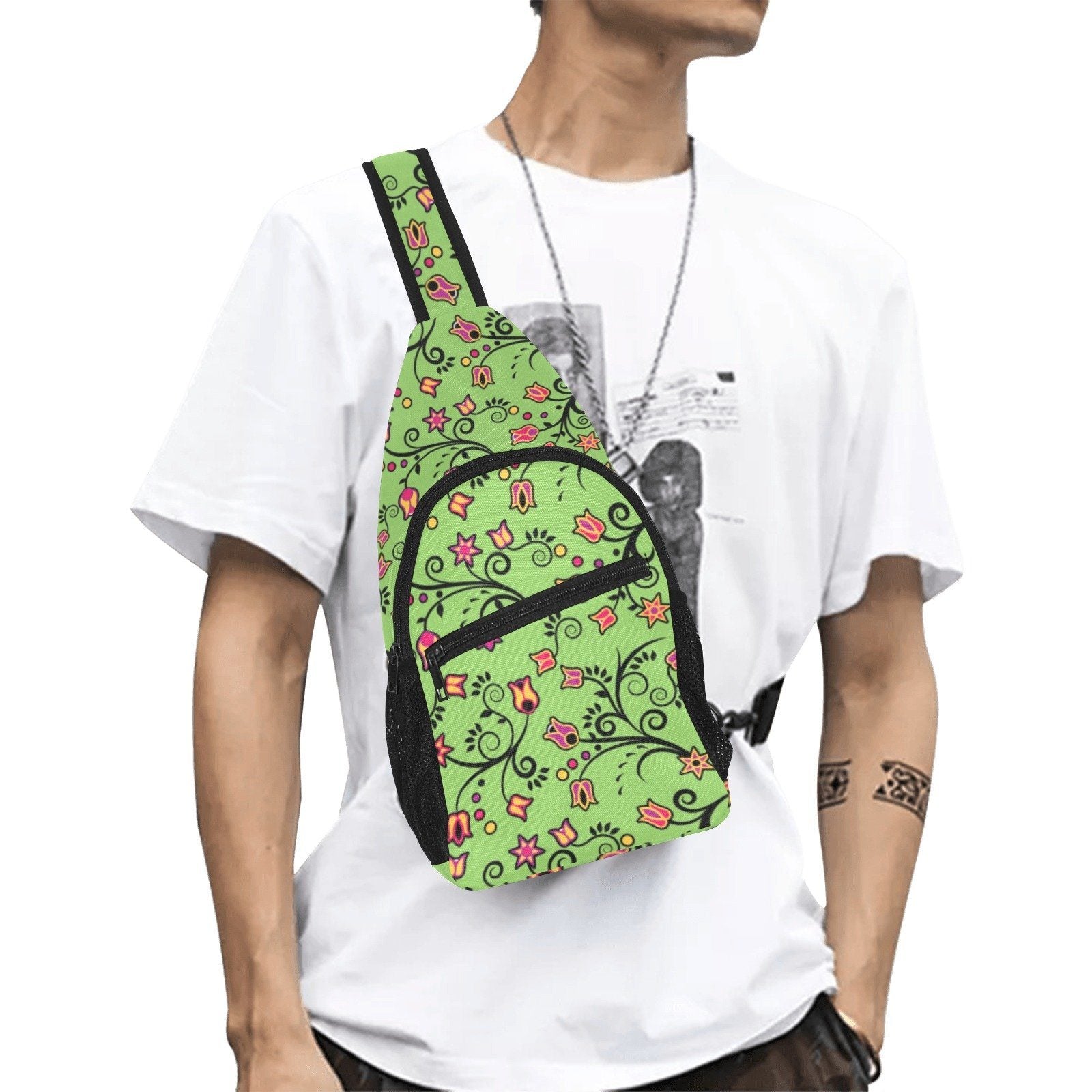 LightGreen Yellow Star All Over Print Chest Bag (Model 1719) All Over Print Chest Bag (1719) e-joyer