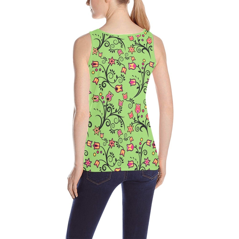 LightGreen Yellow Star All Over Print Tank Top for Women (Model T43) All Over Print Tank Top for Women (T43) e-joyer 