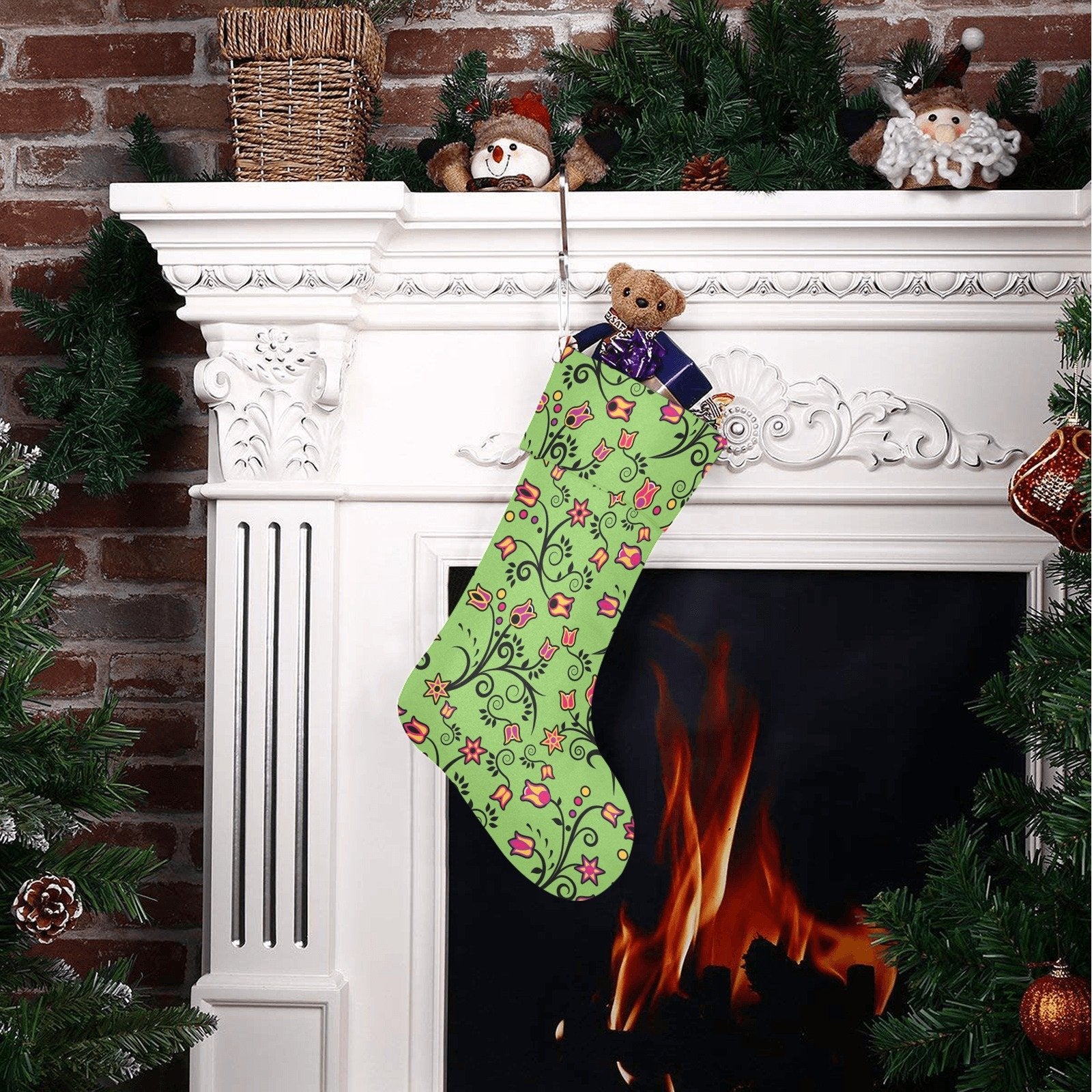 LightGreen Yellow Star Christmas Stocking holiday stocking e-joyer