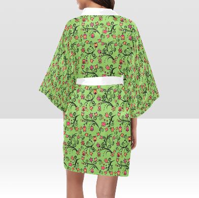 LightGreen Yellow Star Kimono Robe Artsadd